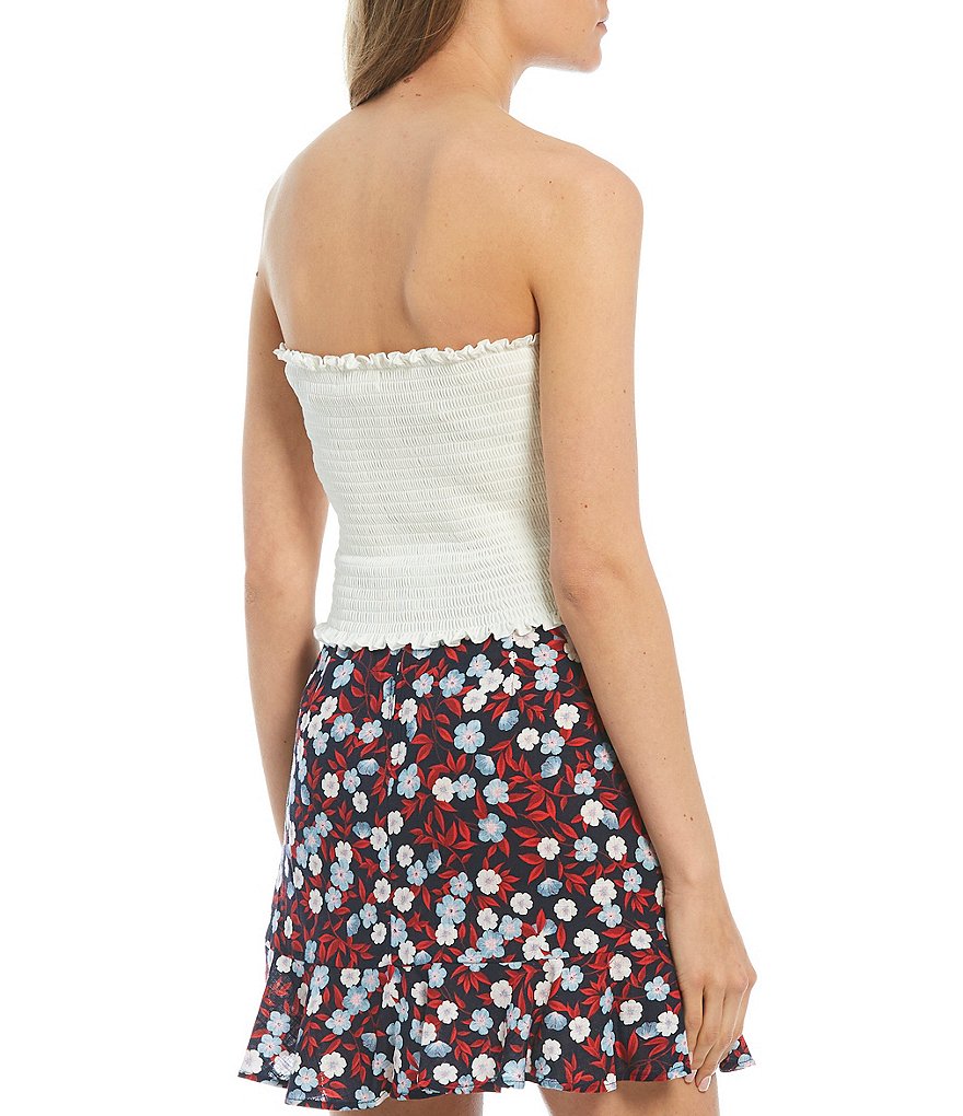June & Hudson Floral Asymmetrical Button Front Tank Top