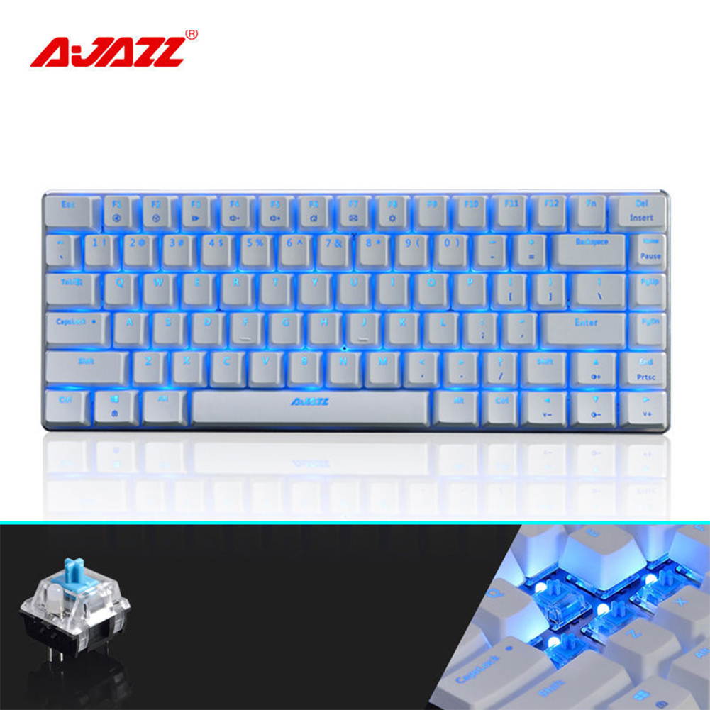 UrChoiceLtd&reg; Ajazz Geek AK3 Usb Wired Gaming Mechanical Keyboard Blue Black Switches for Office, Typists and Play Games ( Blue Switch, Black)