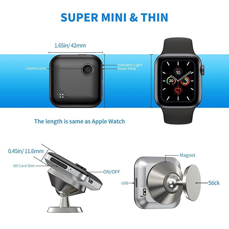 Spy Camera WiFi 1080P Wireless Hidden Camera Spy Cam Nanny Cam Audio Record Live Streaming Small Surveillance Camera Night Vision Motion Detection for HomeSecurityCar with Phone APP