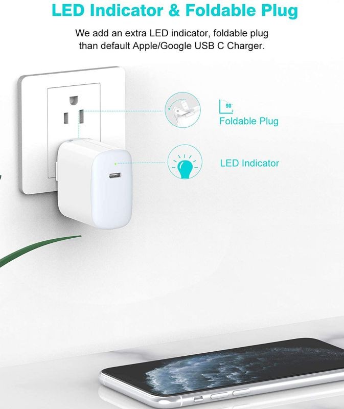 iPhone Fast Charger MFI Certified for iPhone 12, 12 Mini, 12 Pro, 12 Pro Max, 11, 11 Pro, SE, XR, Xs, X, 8, iPad Pro 12.9 Gen 2/1, iPad 8/7, iPad Air 3, iPad Mini 5, 6.6ft USB C to Lightning Cable