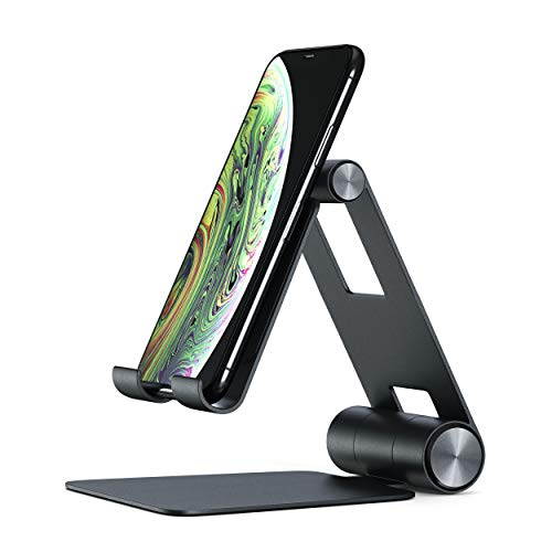 Satechi R1 Aluminum Multi-Angle Foldable Tablet Stand - Compatible with 2020 iPad Pro, iPhone 11 Pro Max/11 Pro, XS Max/XS/XR/X, SE/8 Plus/8, Samsung S20 Plus Ultra/S10 (Silver)