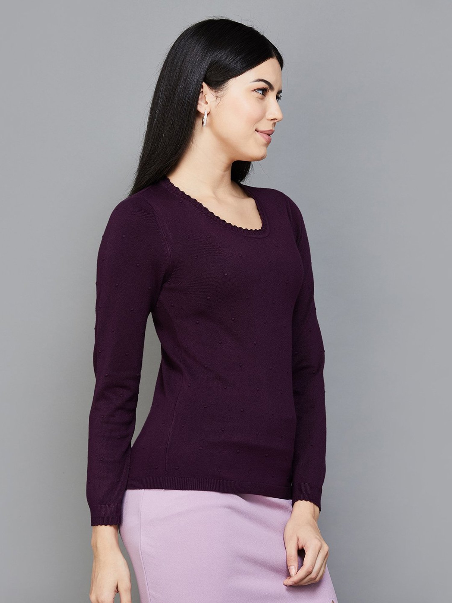 Code by Lifestyle Purple Self Pattern Pullover
