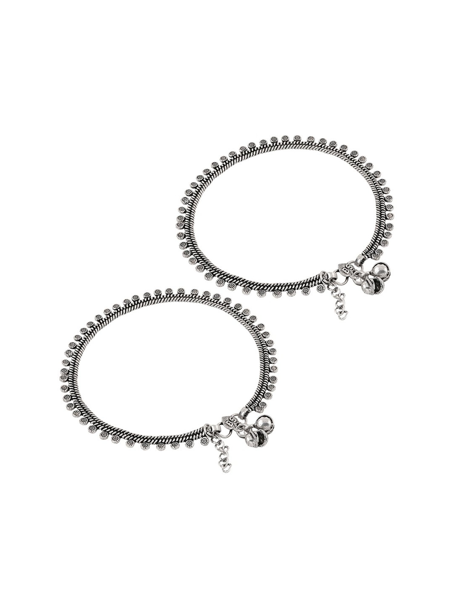 Teejh Spoorthi Silver Oxidized Ghungroo Pair of Anklet