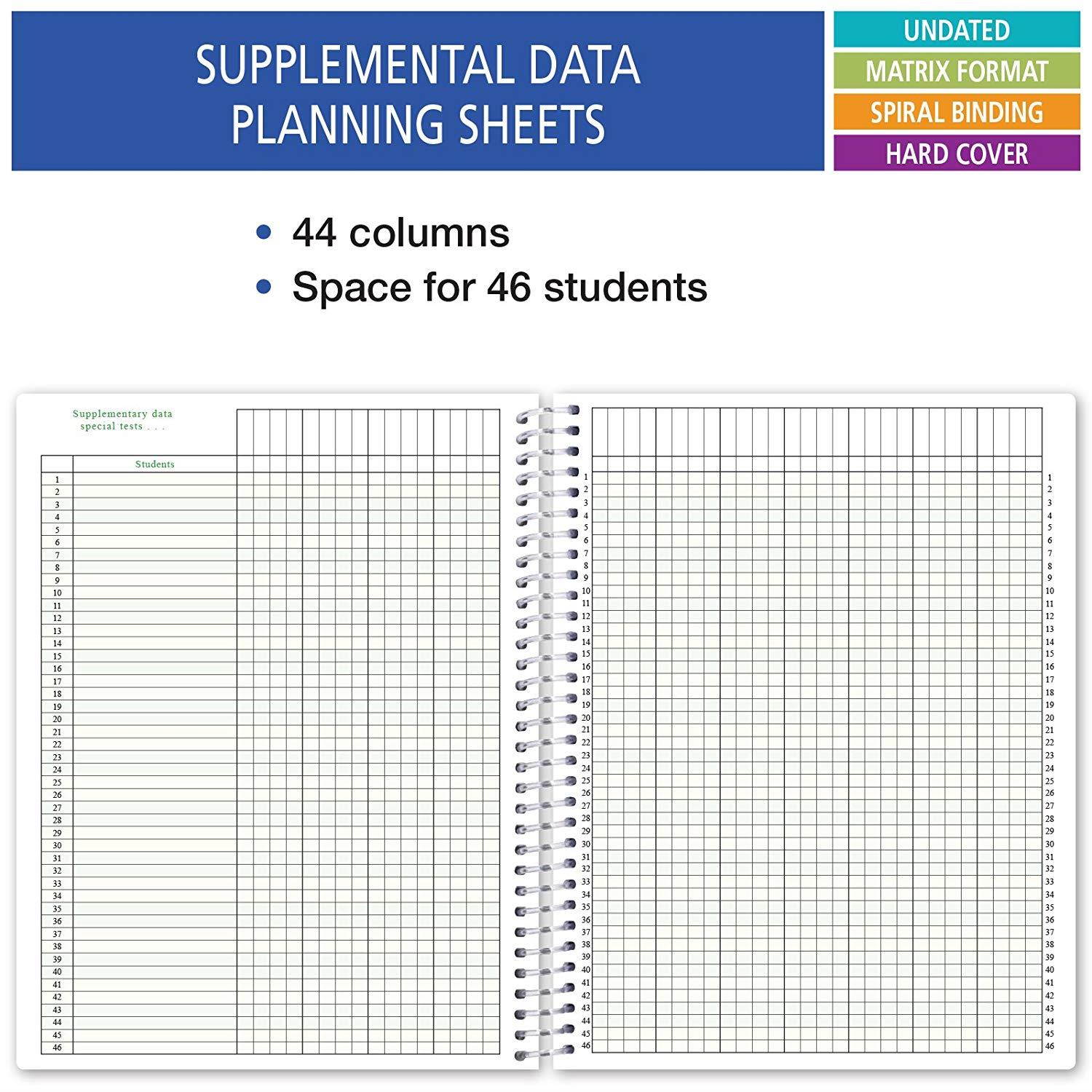 7 Period Teacher Lesson Plan; Days Horizontally Across The Top (W101) (+) Bonus Clip-in Bookmark (Blue Green Flowers)