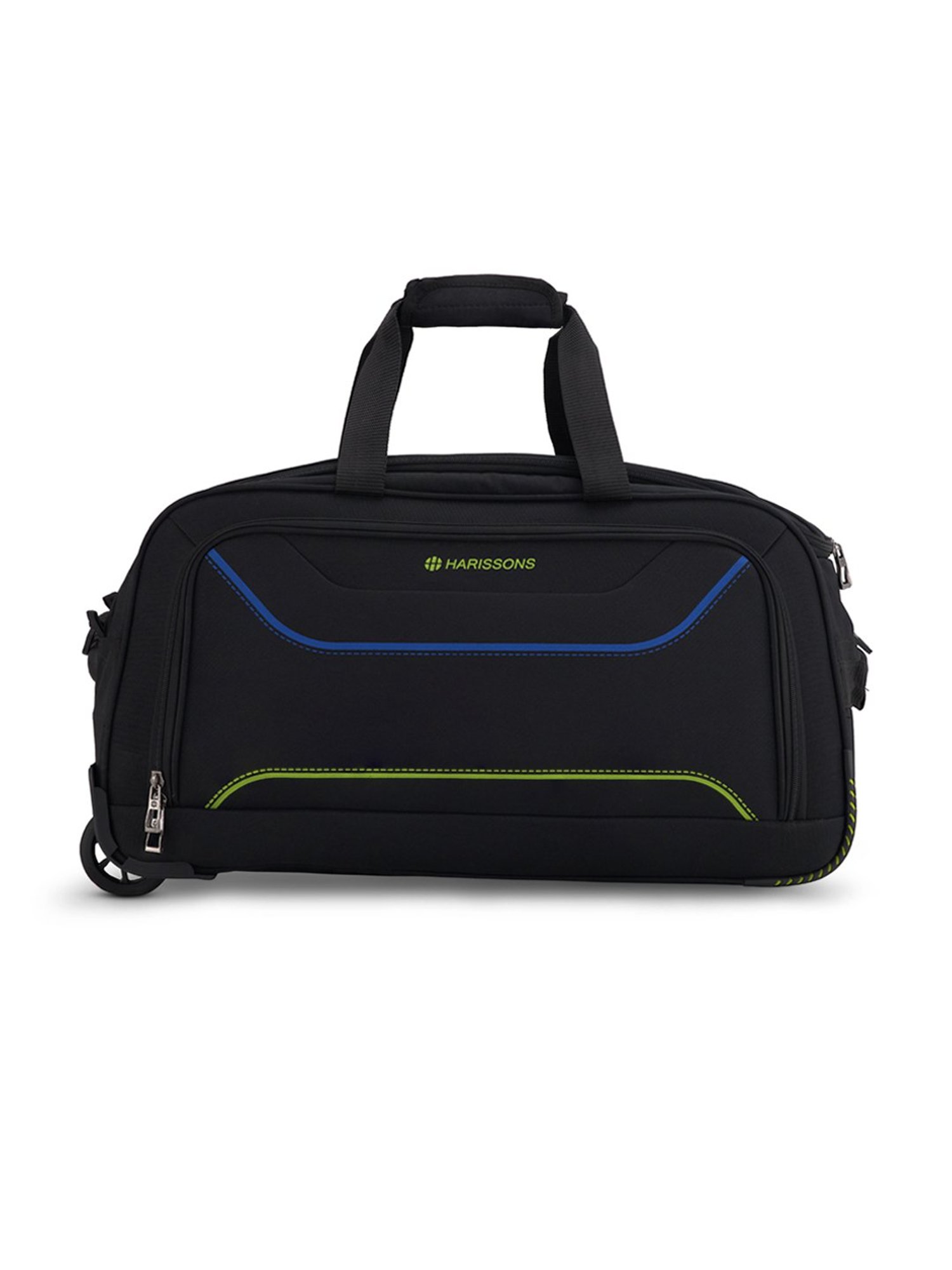 Harissons Black & Green Printed Large Duffel Trolley Bag - 24 inch
