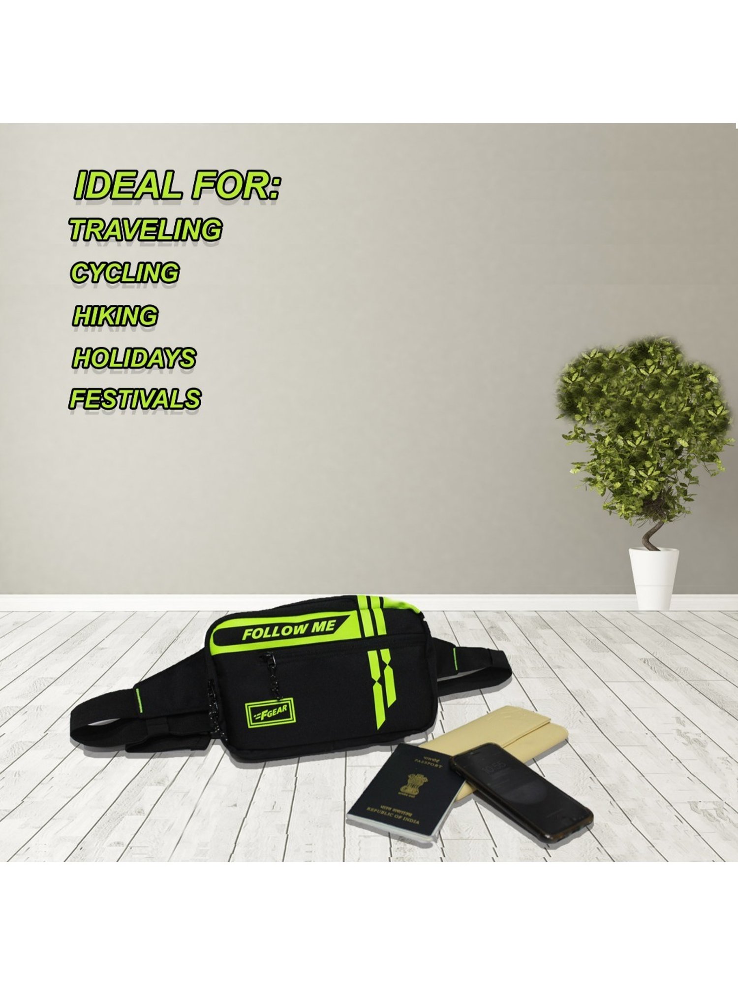 F Gear Black Medium Waist Pouch