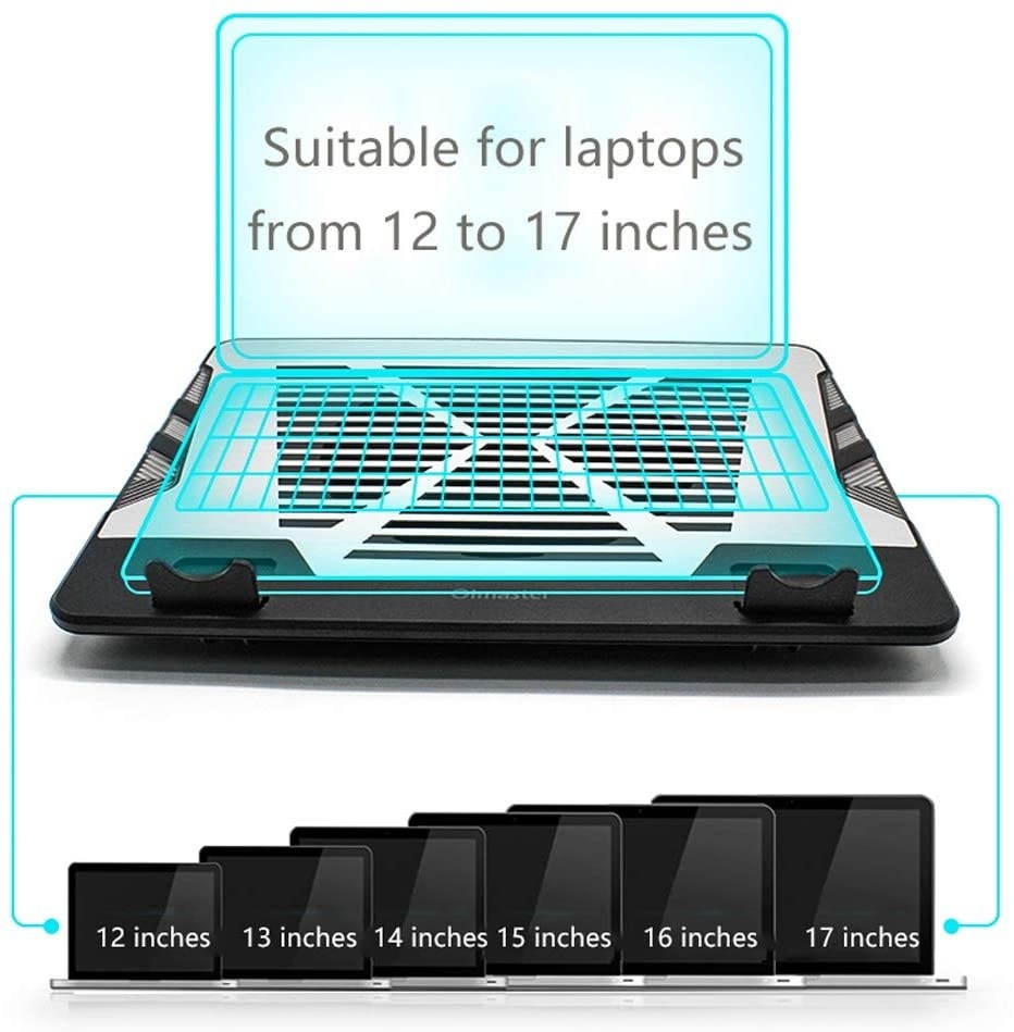 MYBA Laptop Cooling pad Laptop Cooling Pad, Portable Ultra-Slim Quiet Laptop Notebook Cooler Cooling Pad Stand with 2 USB Single Powered Central Fan Laptop Cooler (Color : Black)