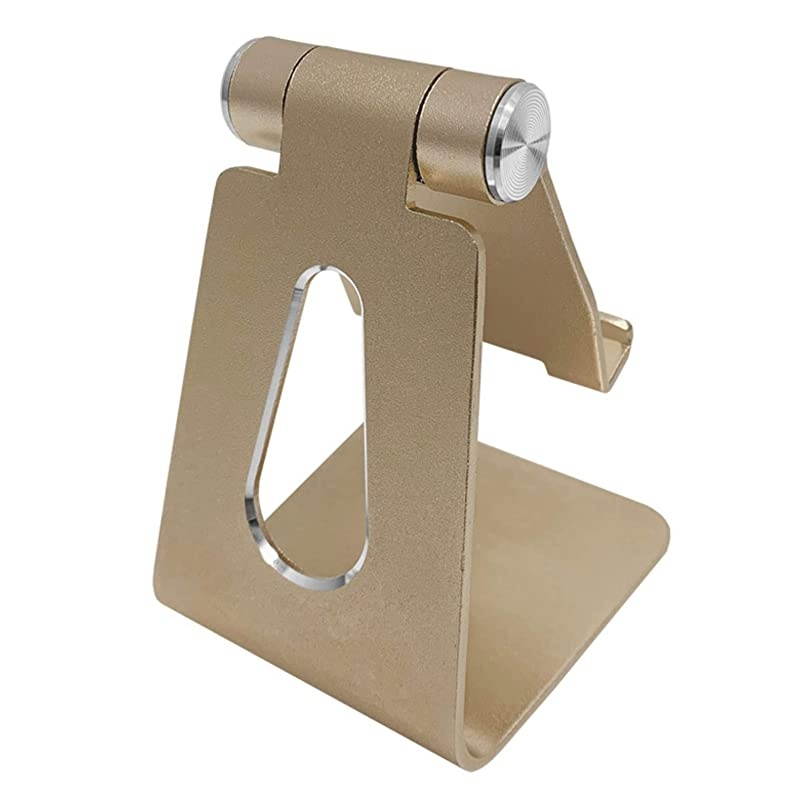Cell Phone Stand Adjustable MultiAngle Aluminum NonSlip Dock Holder Cradle Charger Station Mount Foldable Portable Desktop Organizer Table Kitchen Room Office School Gold