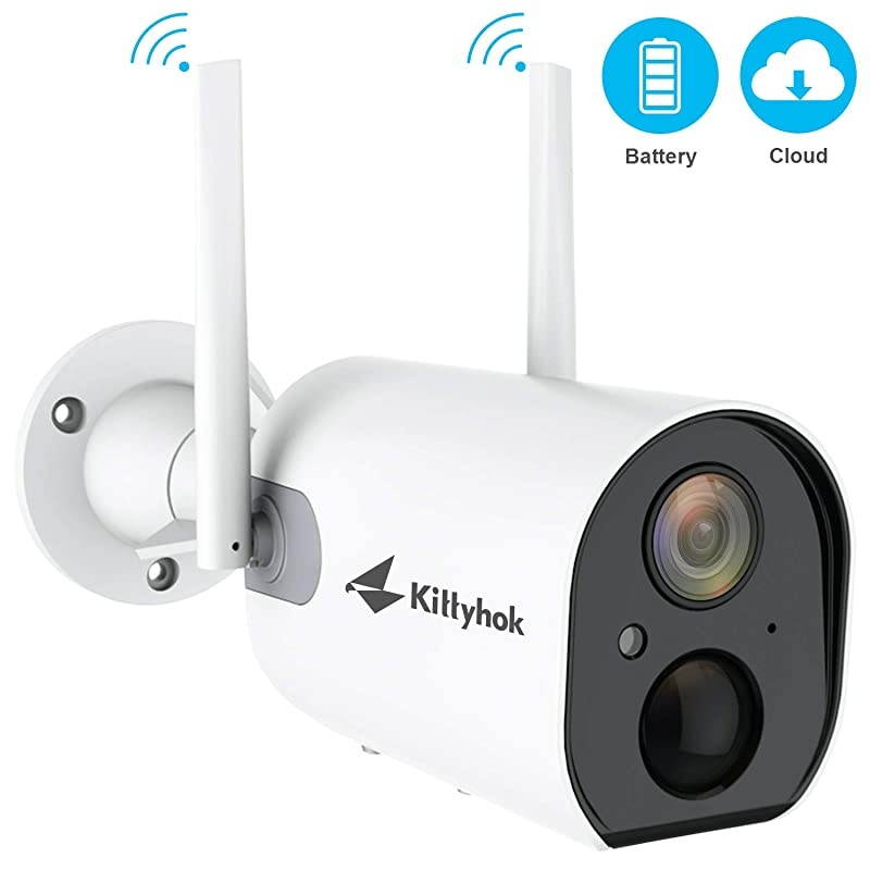 WireFree Outdoor Battery Powered Security Cameras Wireless 1080P WiFi IP Security Home Camera with PIR Detection 2Way Audio FHD Night Vision IP65 Weatherproof Micro SDCloud Storage