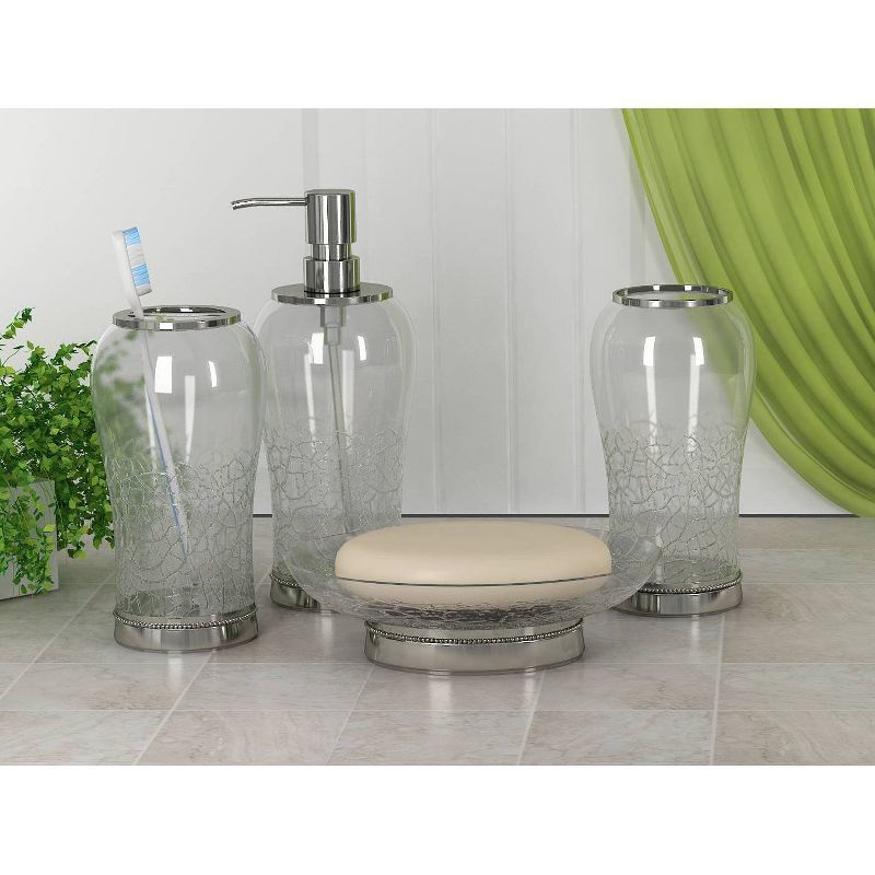 4pc Coyote Metal/Glass Bath Accessory Set for Vanity Counter Tops Clear - Nu Steel