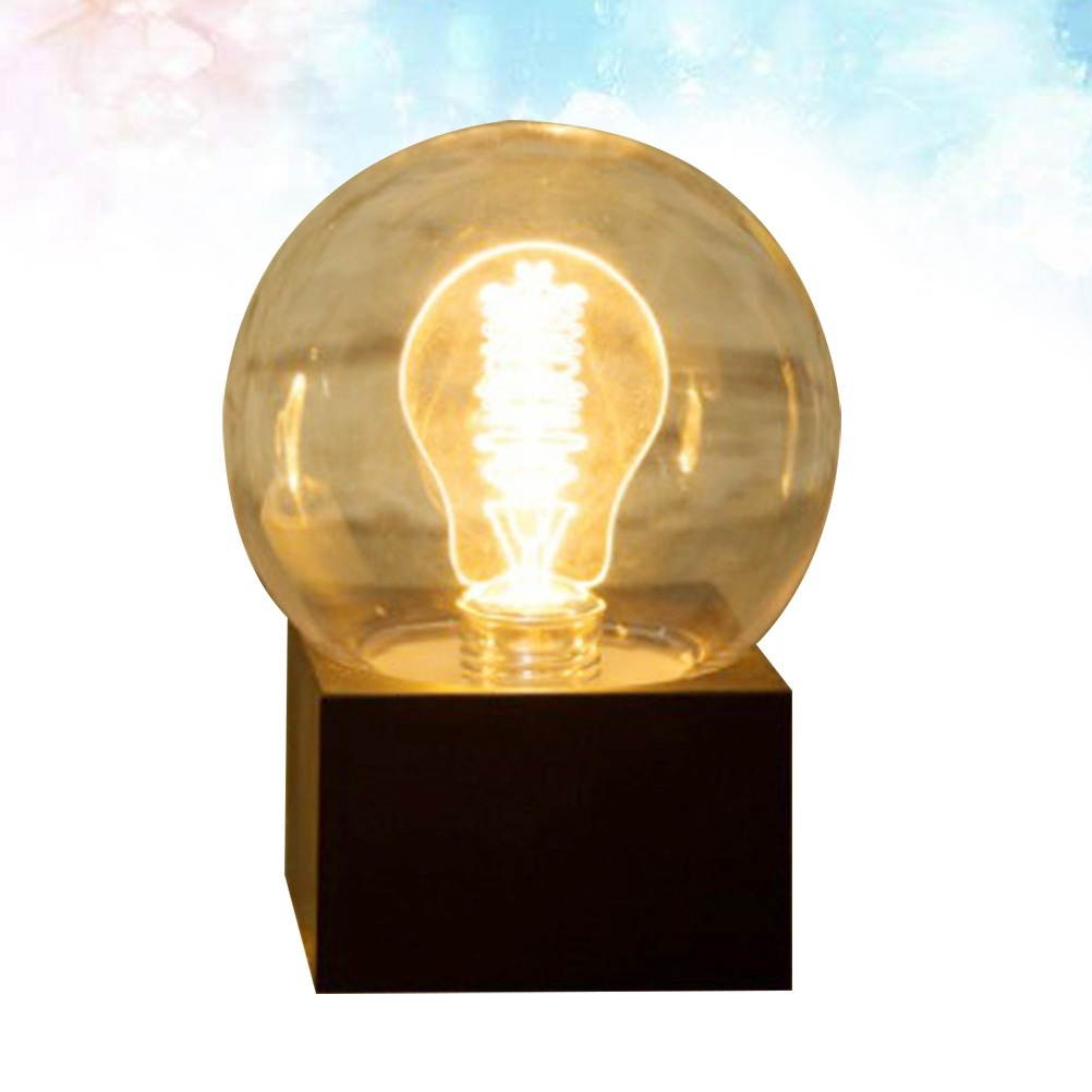 USB Rechargeable Battery Operated Creative Vintage Small Bulb Night Light Bed Room Lamp Home Decor (Black)