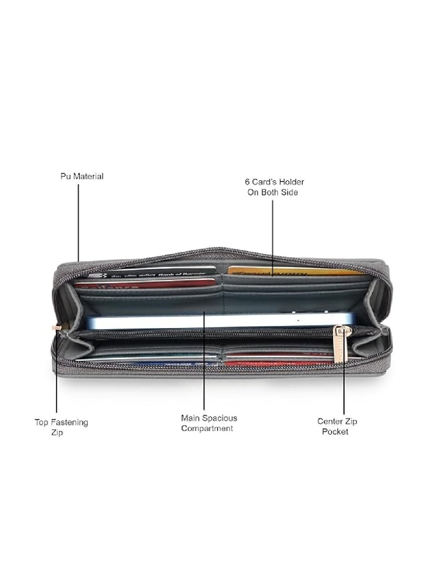 Kenneth Cole Charcoal Solid Zip Around Wallet for women