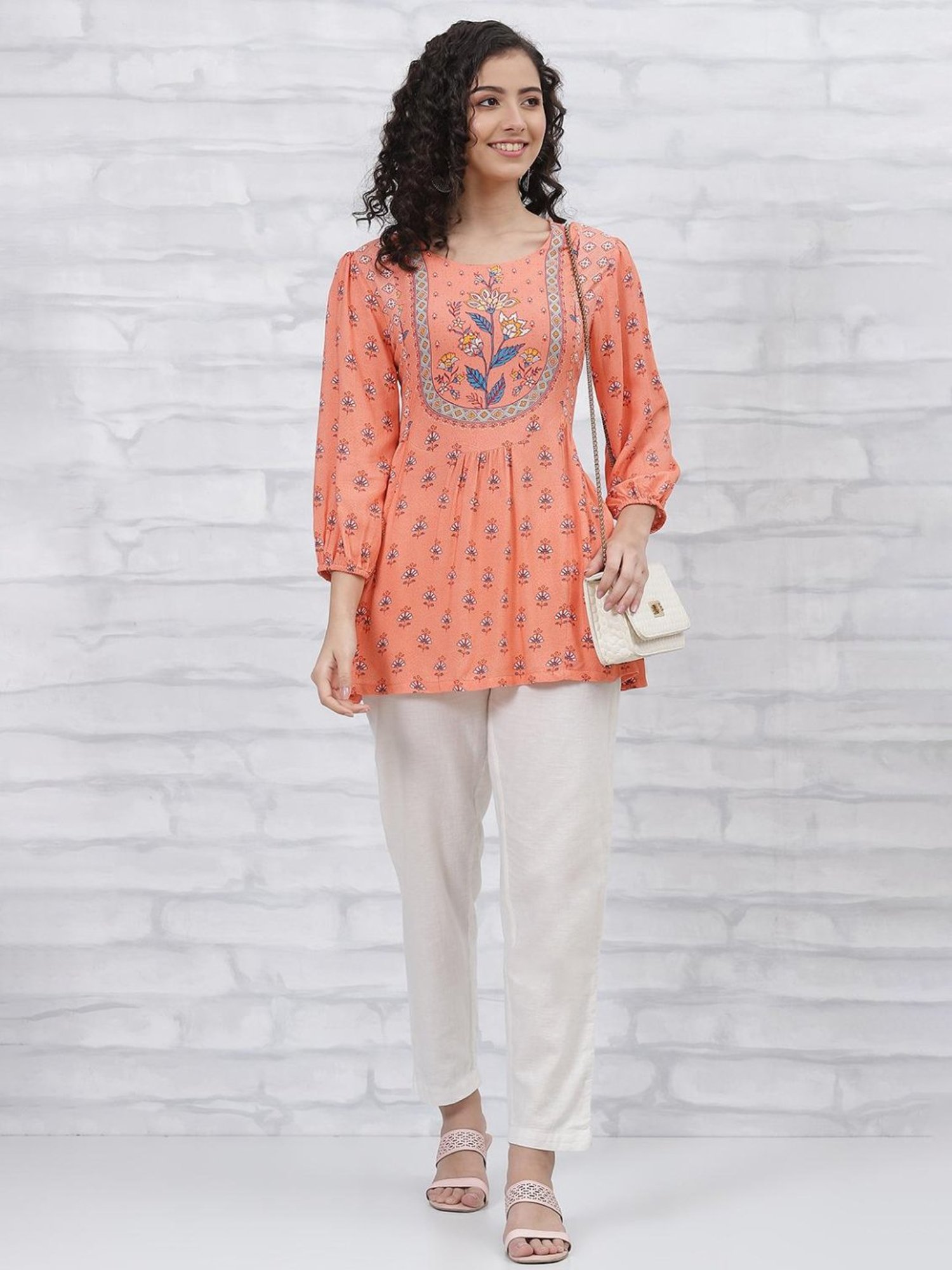 Rangriti Coral Printed Tunic