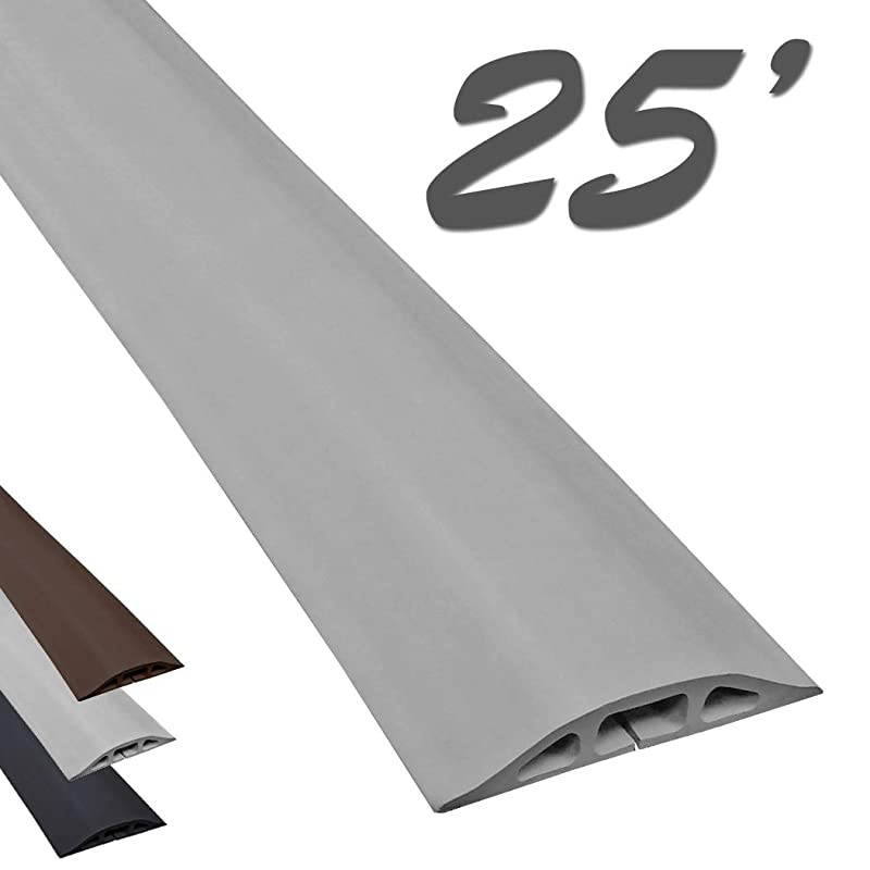 D2 Low Profile Rubber Duct Cord Cover Floor Cable Protector 25 Feet Gray Raw Rubber Material