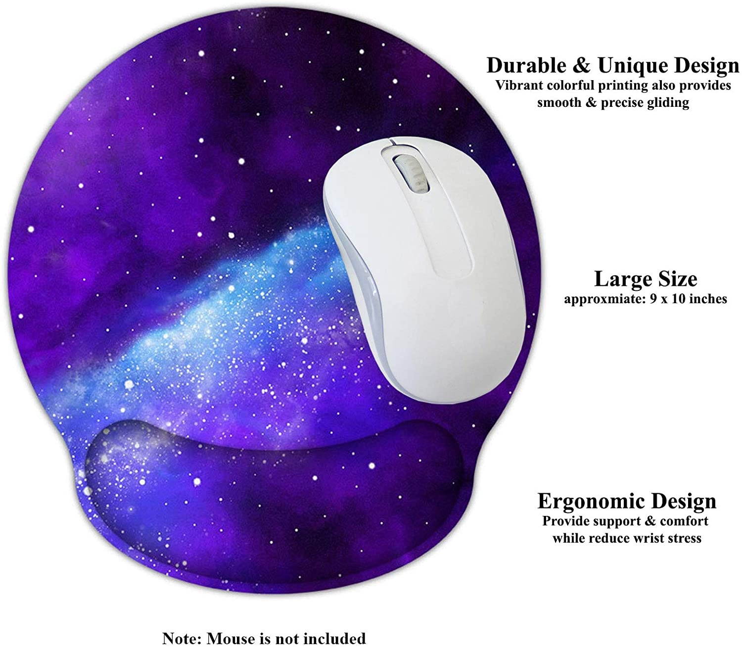 Meffort Inc Mouse Pad with Wrist Rest Support & Non-Slip Base, Durable Ergonomic Gaming Mousepad - Galaxy Universe