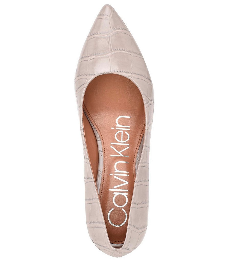 Calvin Klein Gayle2 Croco Print Pointed Toe Pumps
