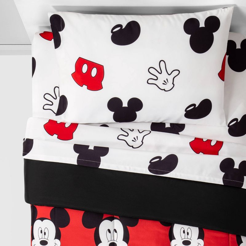 Mickey Mouse Twin Cute Faces Bedding Set Red