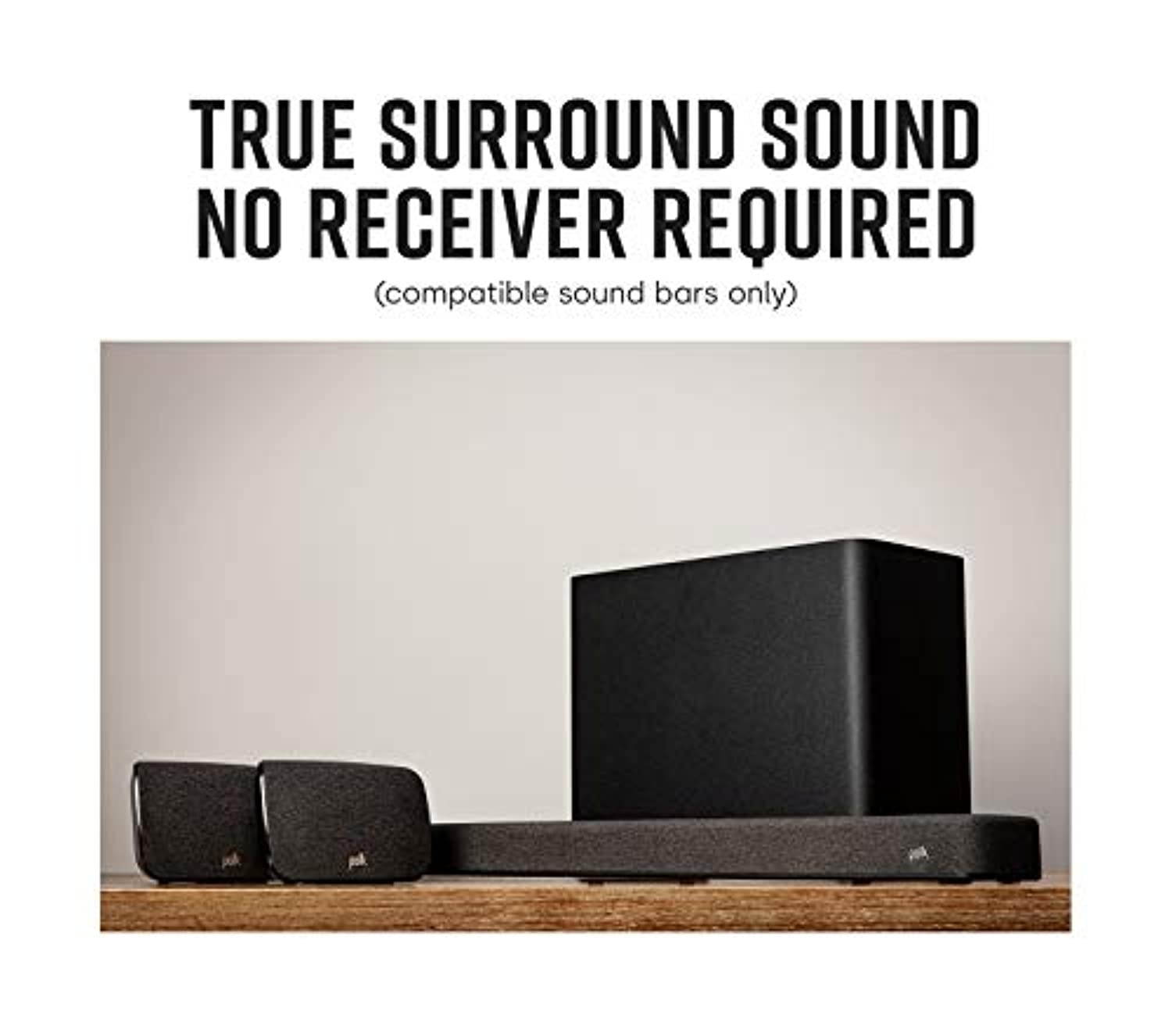 Polk React 7" Wireless Subwoofer - Designed to Add Deep, Impactful Bass to Polk React Soundbar, Bass Adjust EQ,  Alexa Compatible (300126-01-00-101)