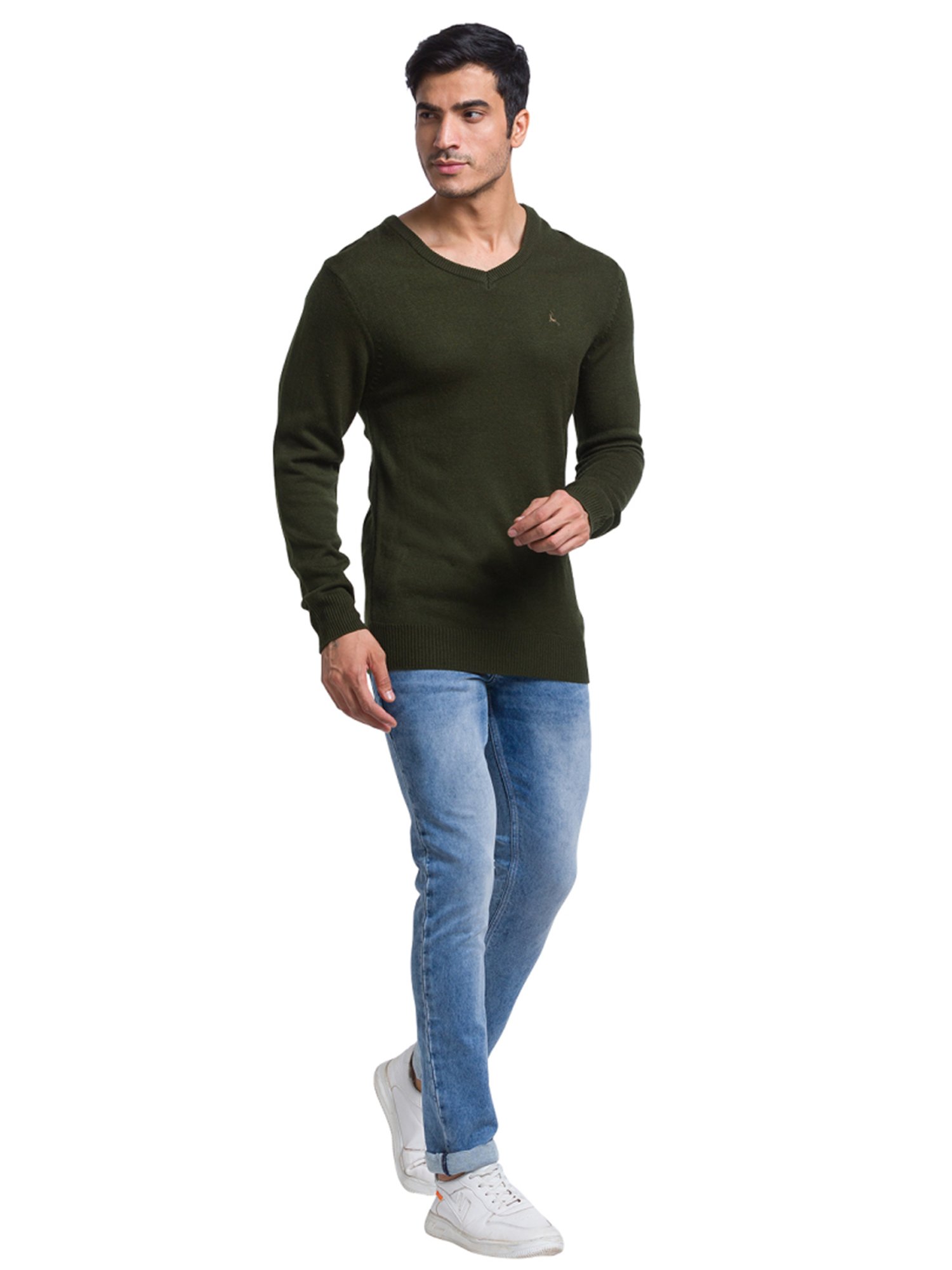 Parx Green Regular Fit Sweaters