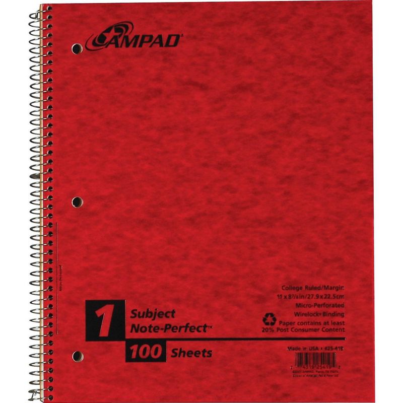 Oxford Earthwise Recycled 1-Subject Notebook, 9 25-419R