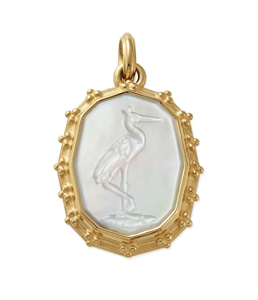 James Avery 14K Sculpted Crane White Doublet Pendant