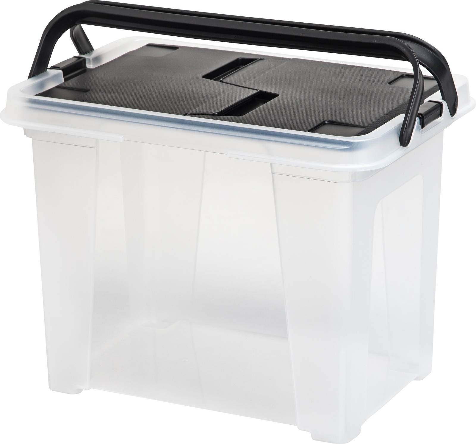 IRIS Letter Size Portable Wing-Lid File Box with Handles, 4 Pack, Black