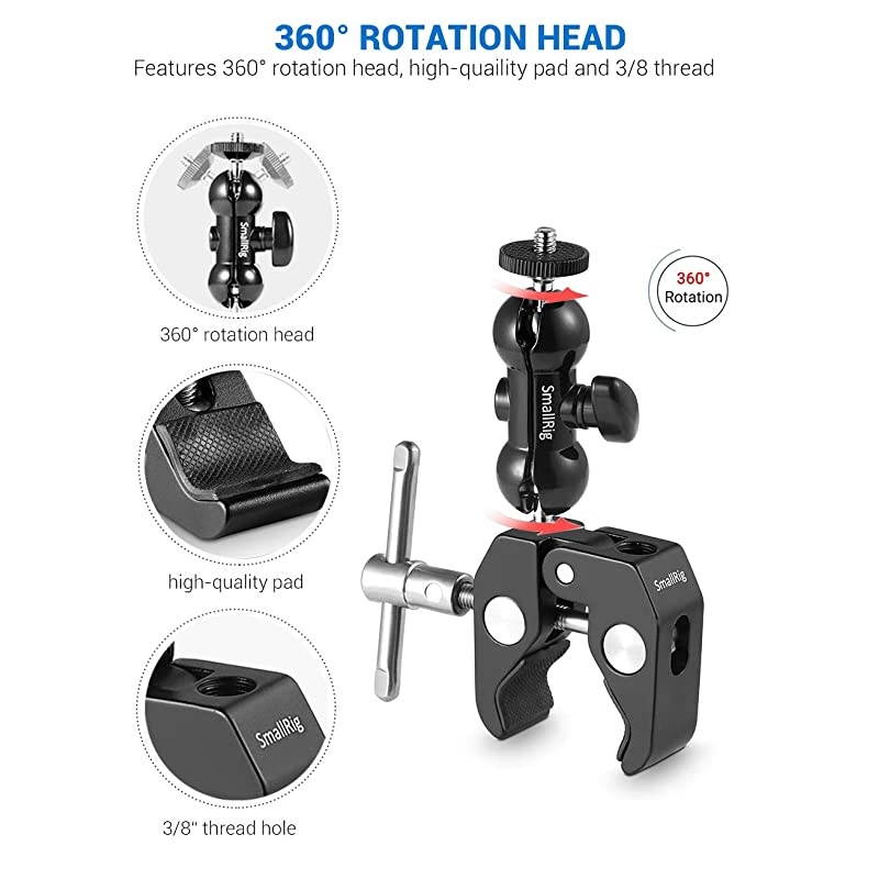 Cool Ballhead Arm Super Clamp Mount MultiFunction Double Ball Adapter with Bottom Clamp for RoninM Ronin MX Freefly MOVI 1138