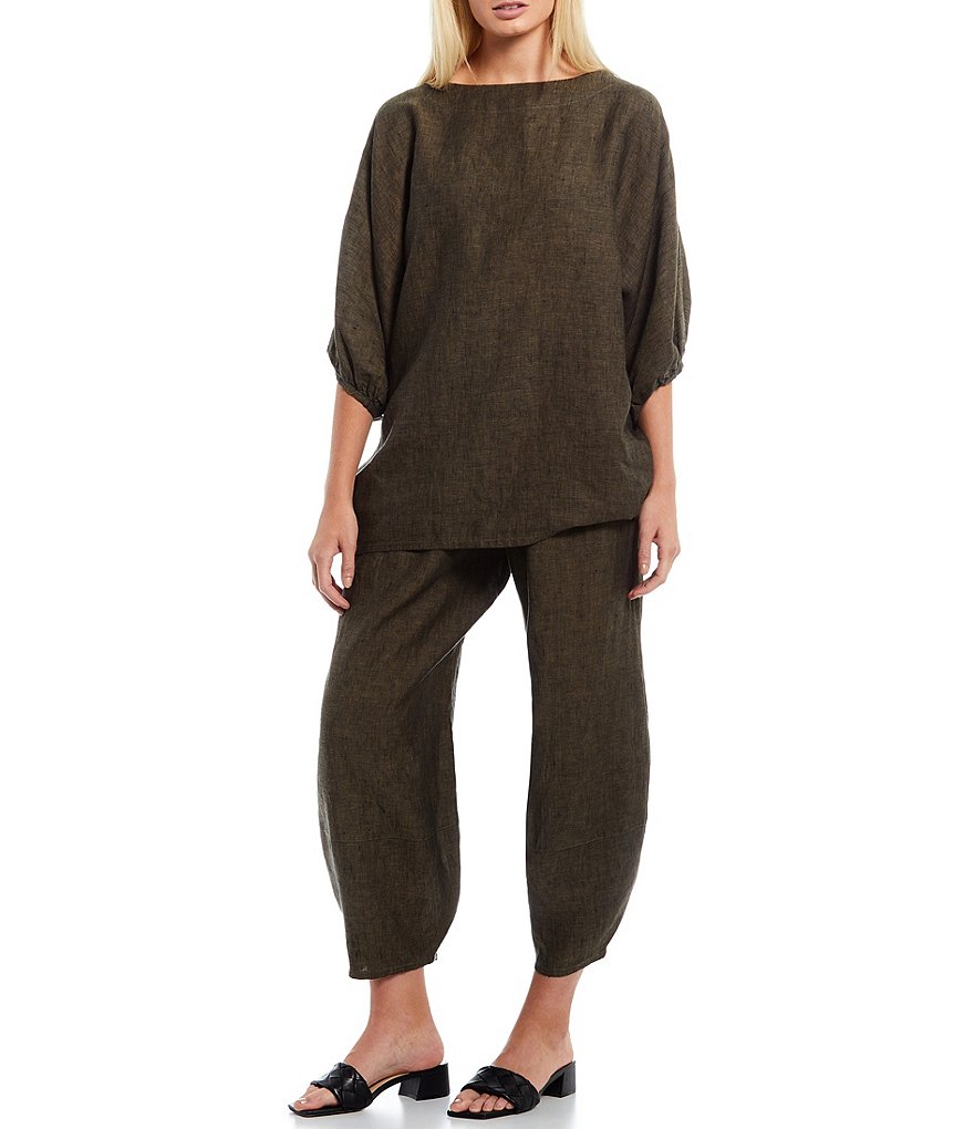 Bryn Walker Wilder Cross Dyed Linen Dolman Gathered Band Coordinating Tunic