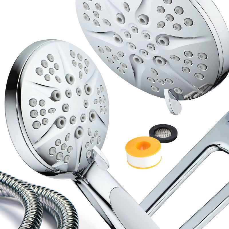 6" 48 Setting Hotelspa Aquabar High Pressure Luxury Three-Way Handheld Shower Head Combo Chrome - AquaDance