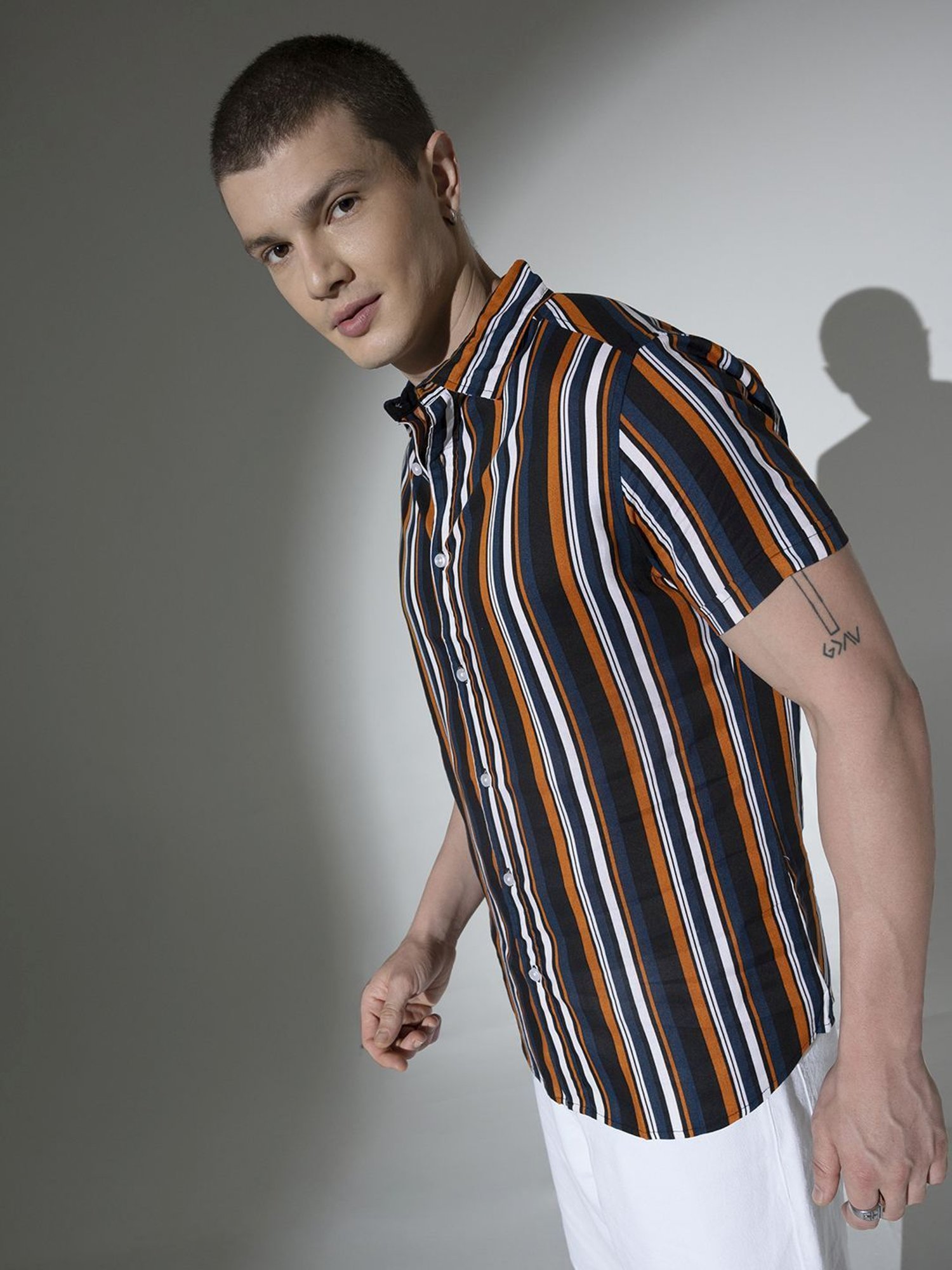 Hubberholme Multicolored Boxy Fit Striped Shirt
