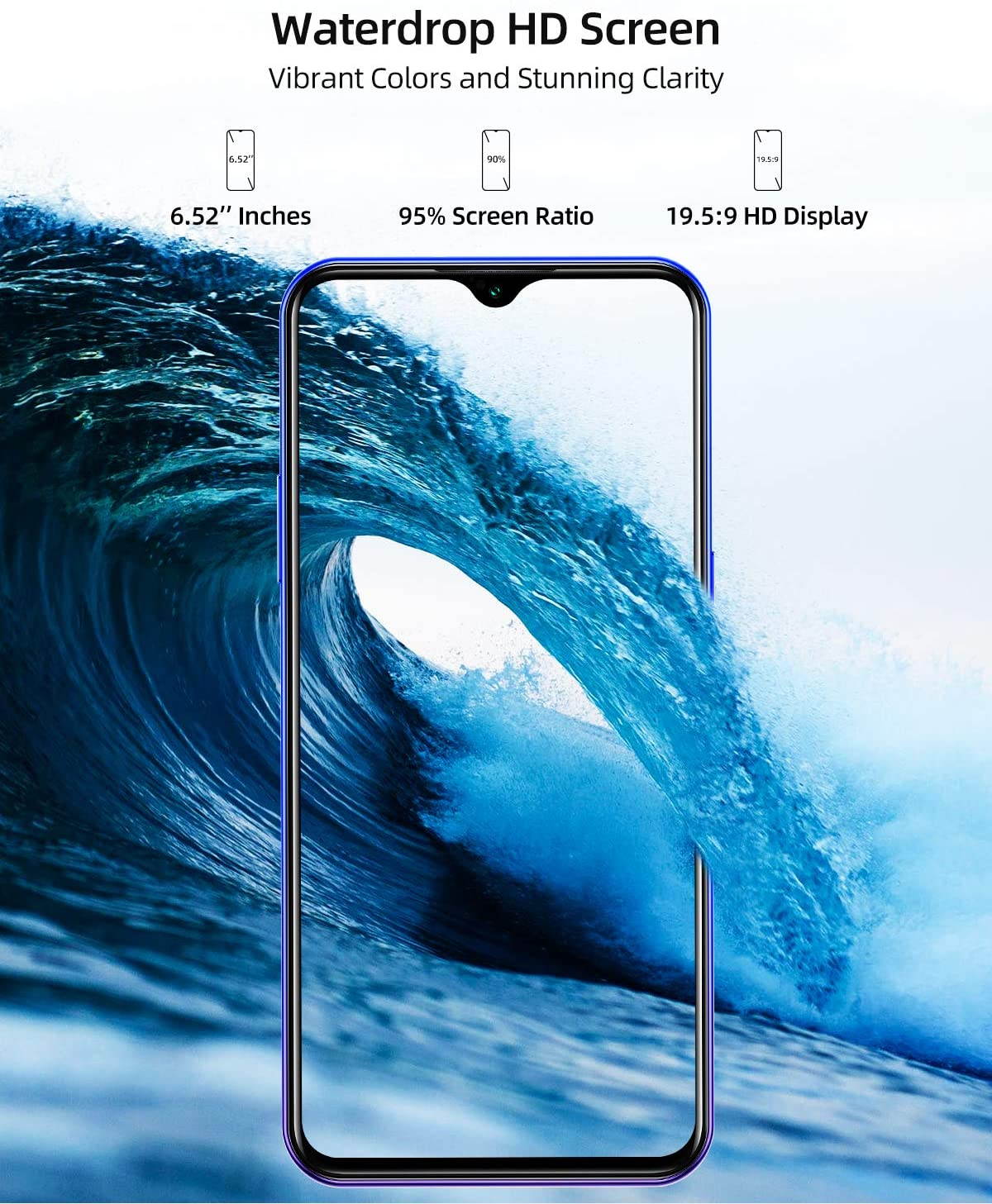 Moviles Libres,DOOGEE X95 Smartphone Libre 2020, 6.52 Pulgadas 19.5:9 HD+ Pantalla 4G Telefonos, 4350mAh, 13MP+2MP+2MP+5MP, Android 10.0 Smartphone, 16GB ROM,128GB SD, Dual SIM Face ID