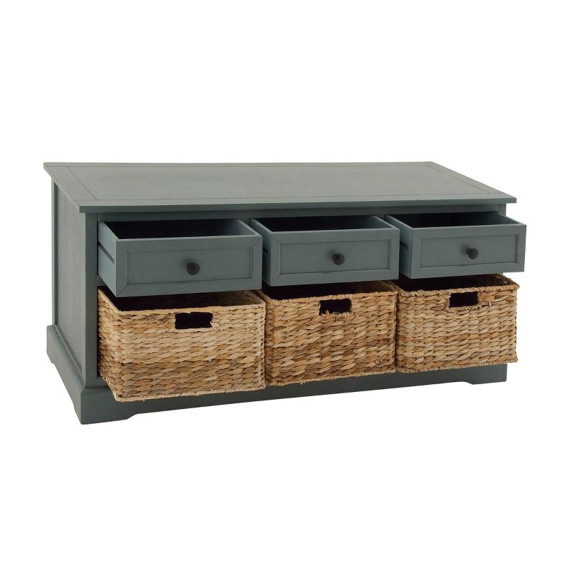 Wood Cabinet with Wicker Storage Basket Drawers Blue - Olivia & May