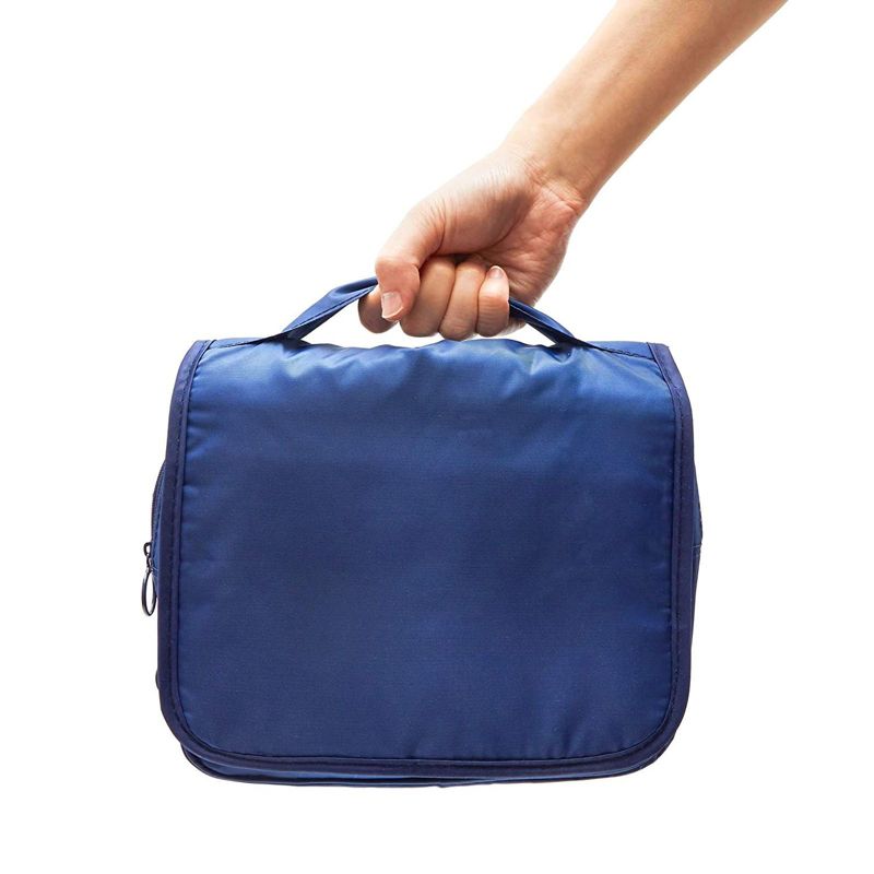 Hanging Travel Toiletry Bag for Men Women, Portable Storage Organizer with Hook for Cosmetic Makeup, Bathroom Shower Shampoo, Blue