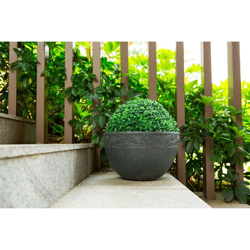 11.8" Kante Lightweight Traditional Bowl Concrete Planter Charcoal Black - Rosemead Home & Garden, Inc.