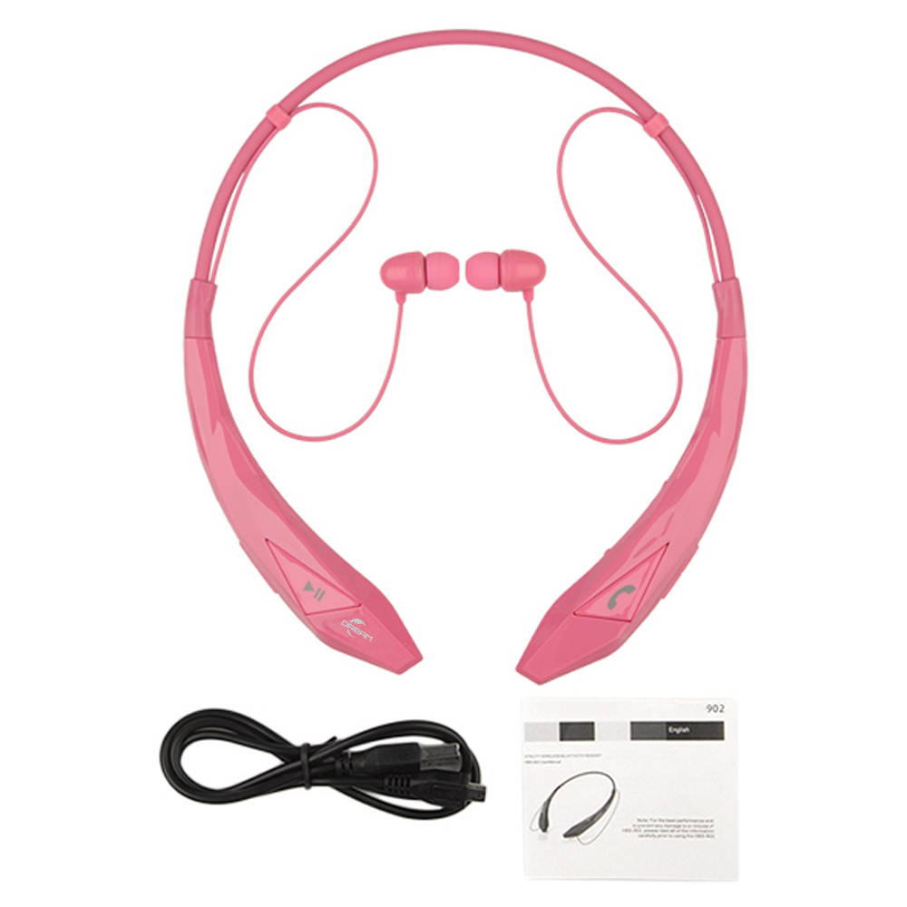 Wireless Bluetooth 4.0 Stereo APT-X Magnetic Headset Sports Running Gym Exercise Neckband Earbuds Headphone with Microphone for iPhone, Samsung Android, Tablets, Other Bluetooth Device-Pink