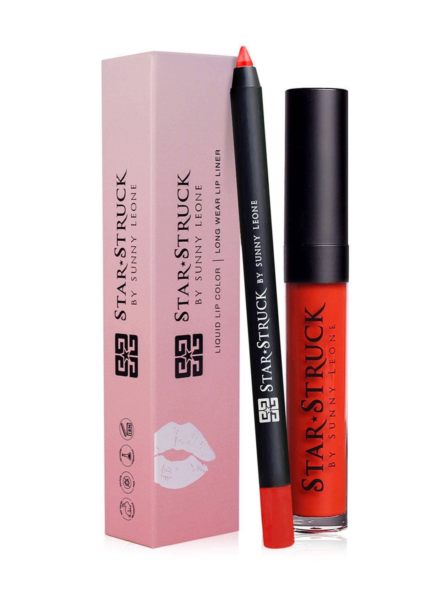 StarStruck By Sunny Leone Lip Gloss+Liner Lip Kit Wine - Pack of 2