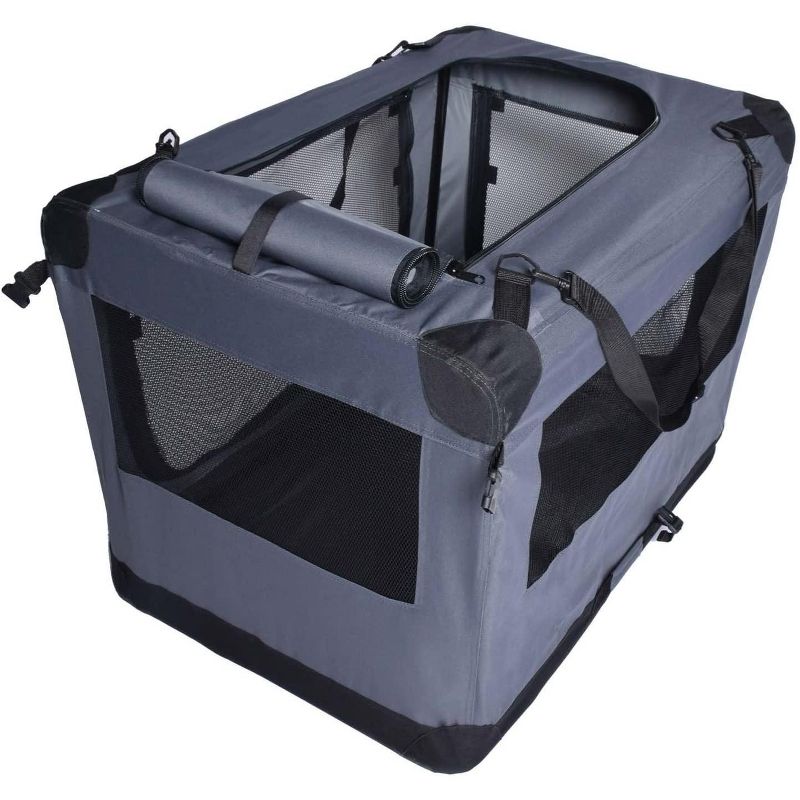 Arf Pets 36 in. Pet Dog Travel Carrier with Straps  - Soft Sided 3 Door Folding Crate