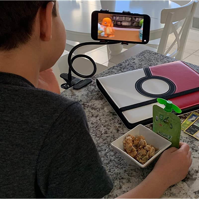 Cell Phone Holder, Clamp Mount Flexible Stand Table Desk Bed Office Kitchen for iPhone 12 PRO MAX, iPhone 11,XS Max,XR,X,8, Galaxy S21 S20 S10, Note 20 10, A71 A21 A51, LG Stylo 6 5 Velvet (White)