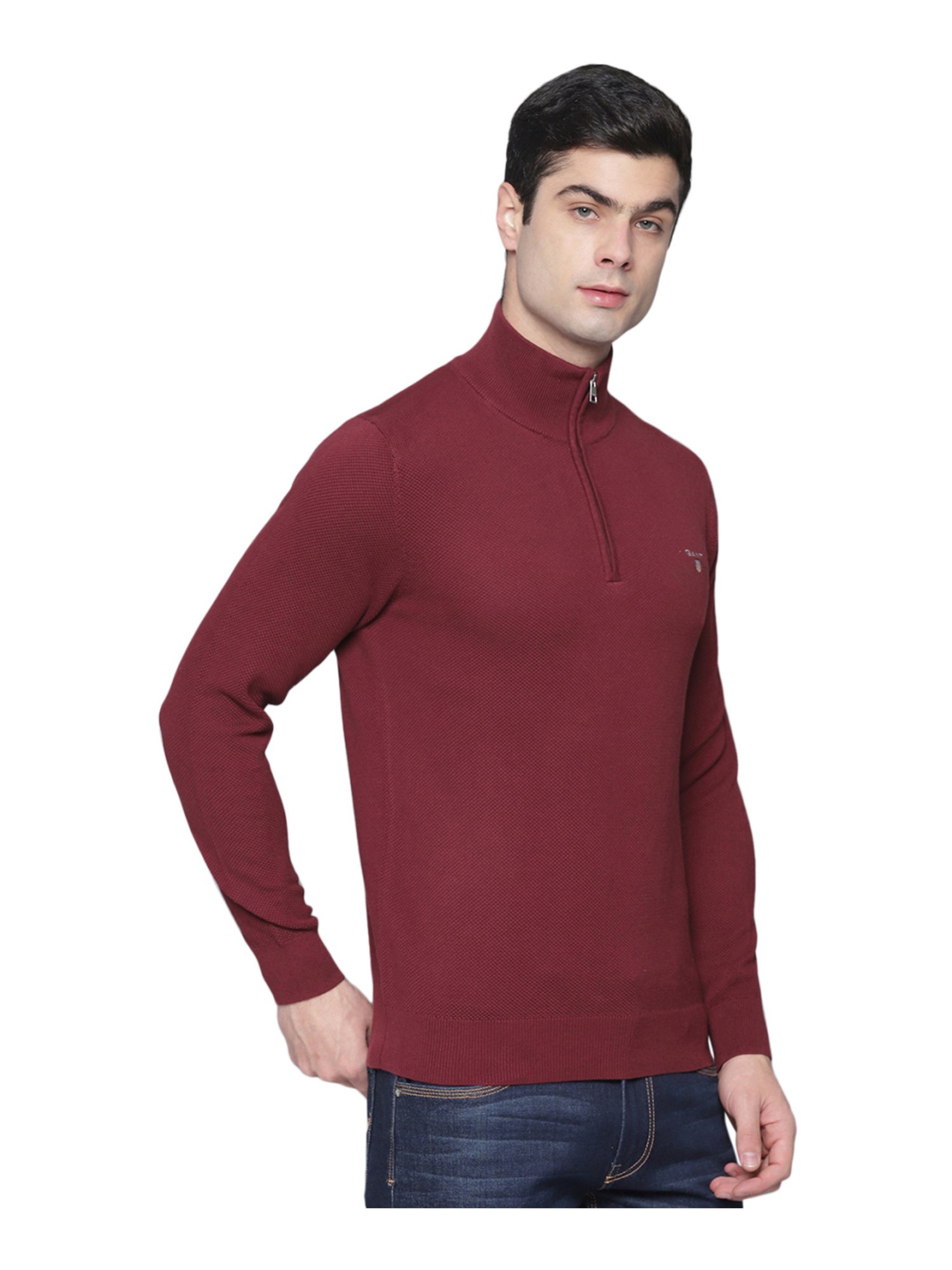 Gant Red Regular Fit Self Pattern Sweater