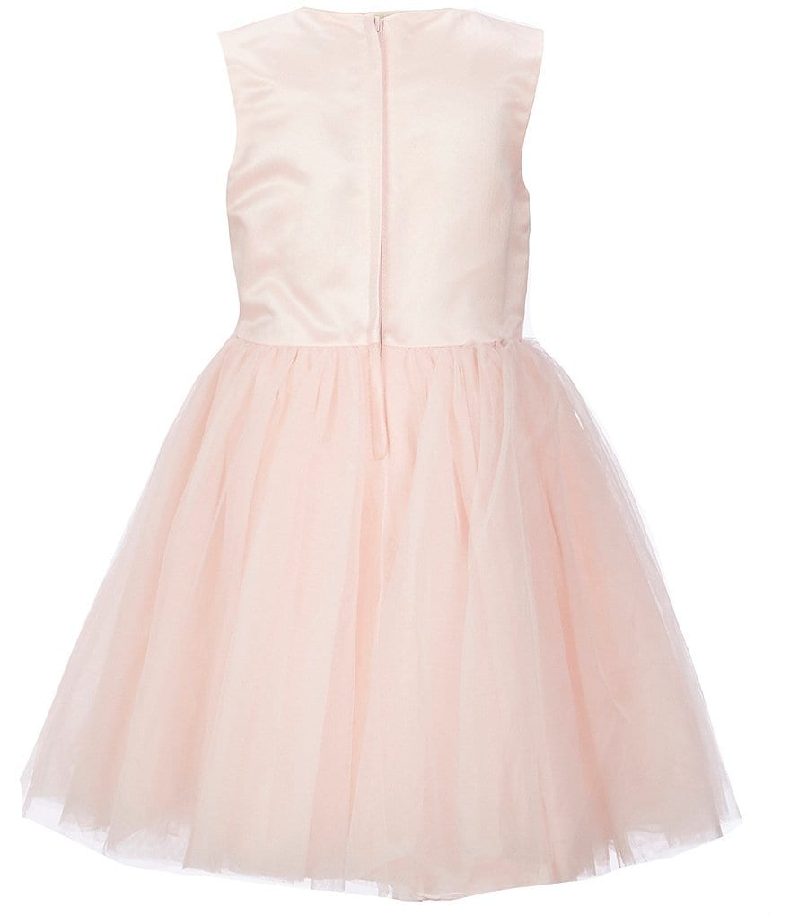 Us Angels Little/Big Girls 4-10 Flower-Applique Satin/Mesh Fit-And-Flare Dress