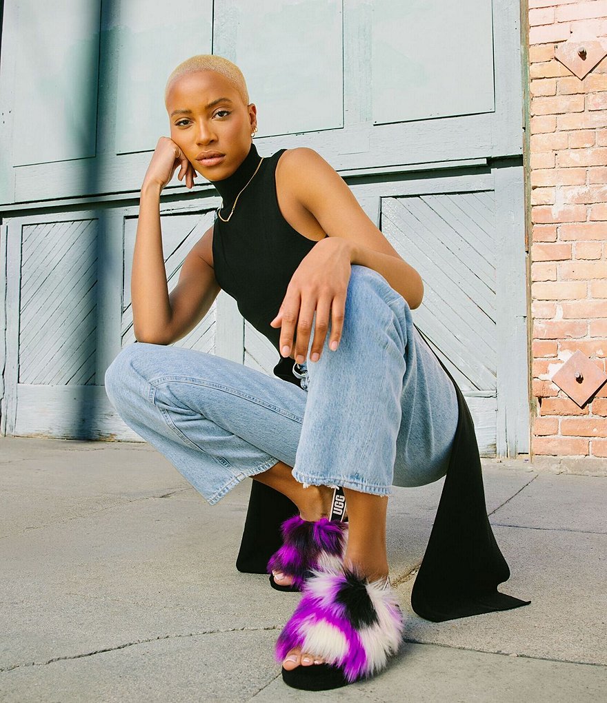 UGG&reg; Fluff Yeah Tie-Dye Faux Shearling Slides