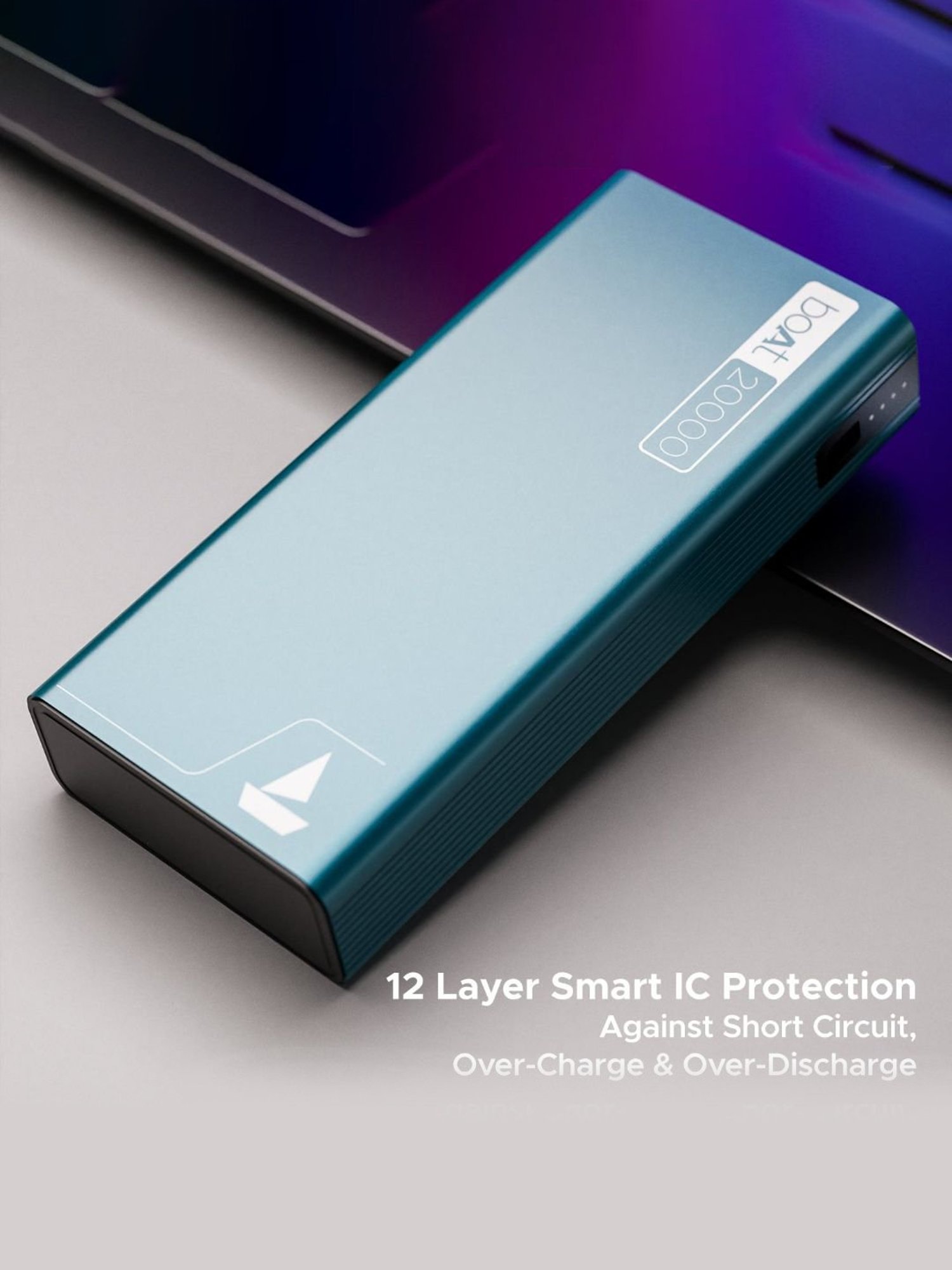 Boat Energyshroom PB400 20000mAh Powerbank with Smart IC Protection, 22.5W Fast Charging (Blue)