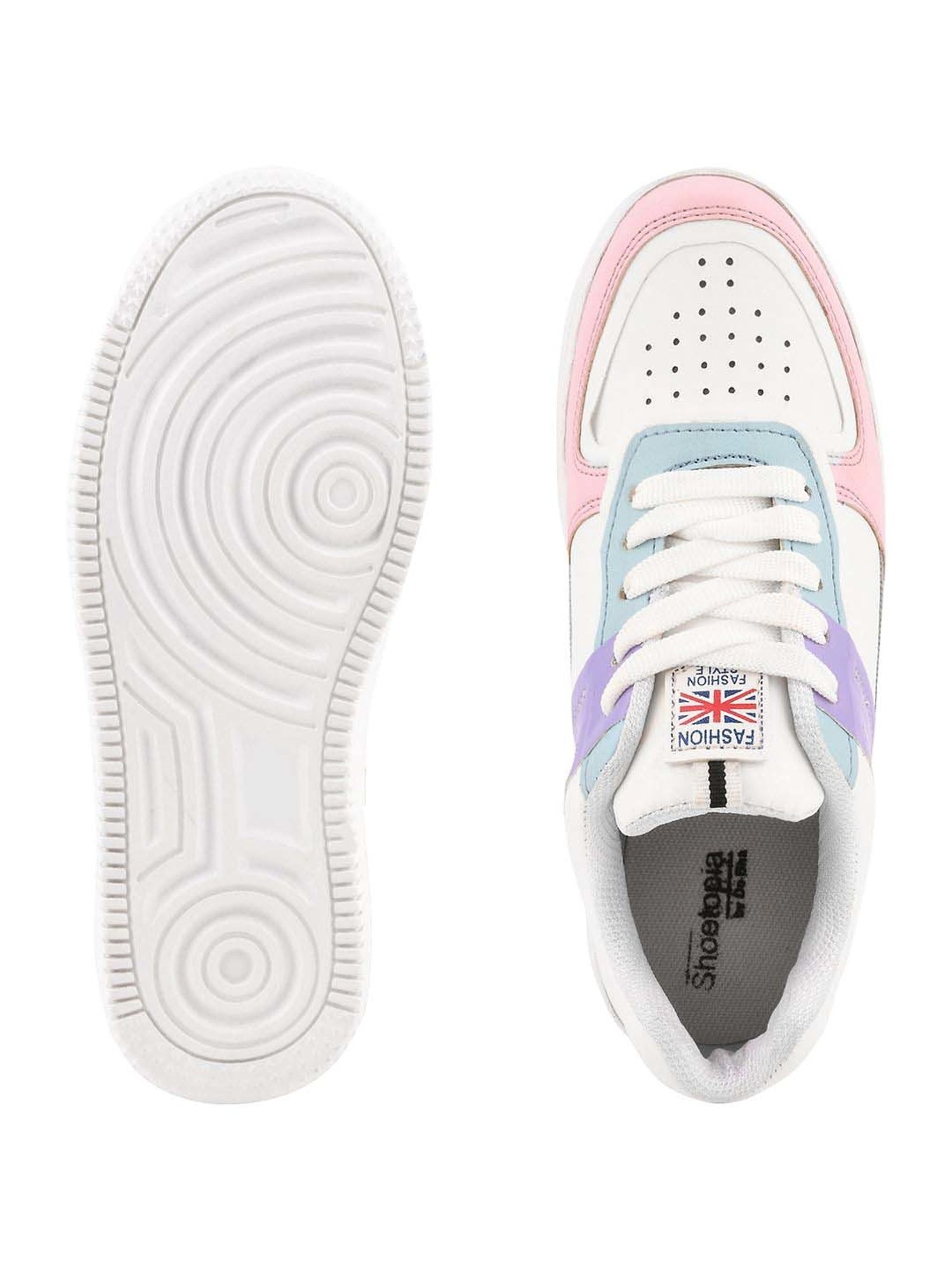 Shoetopia Kids White & Pink Casual Sneakers