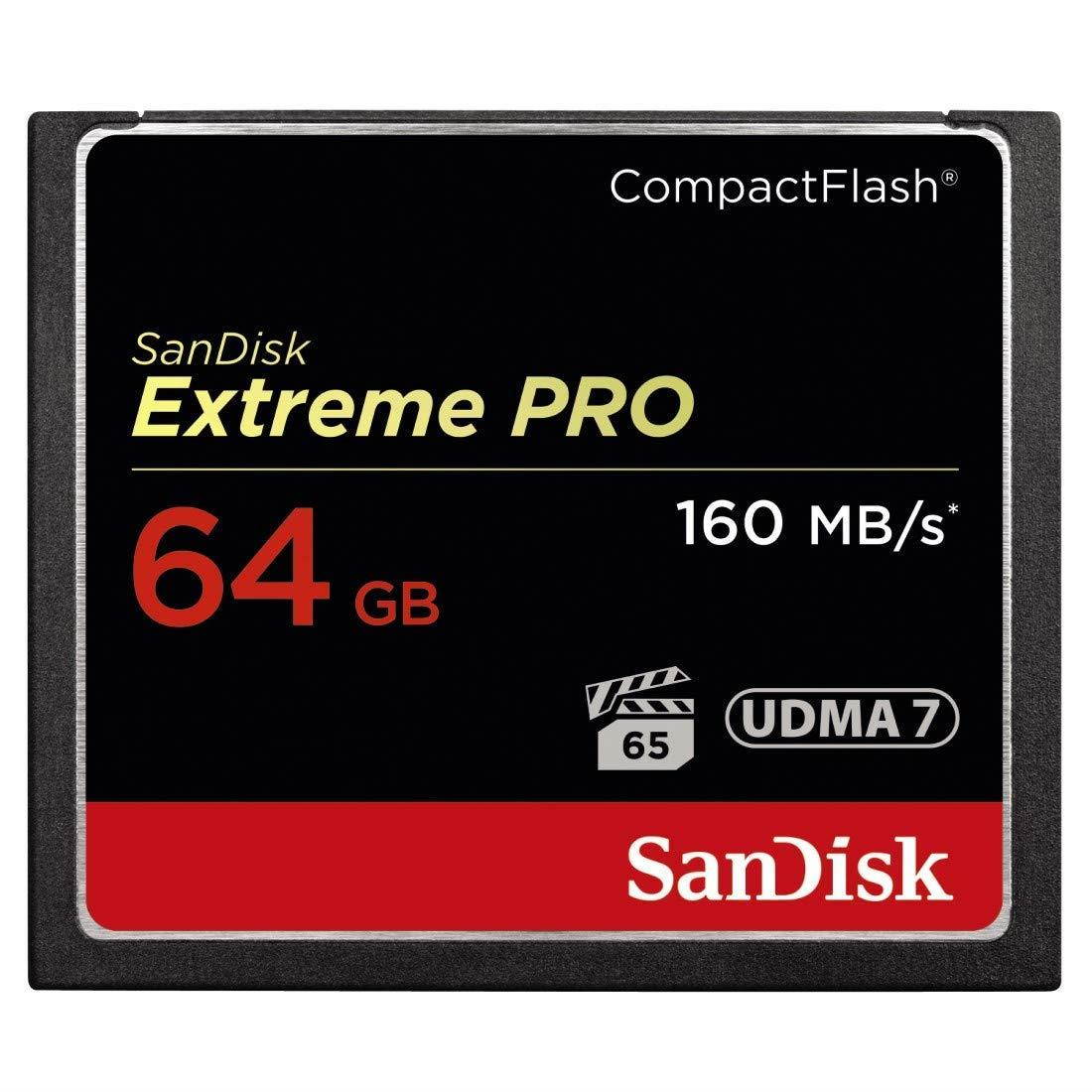 SanDisk Extreme PRO 64GB Compact Flash Memory Card UDMA 7 Speed Up To 160MB/s- SDCFXPS-064G-X46 (Label May Change)