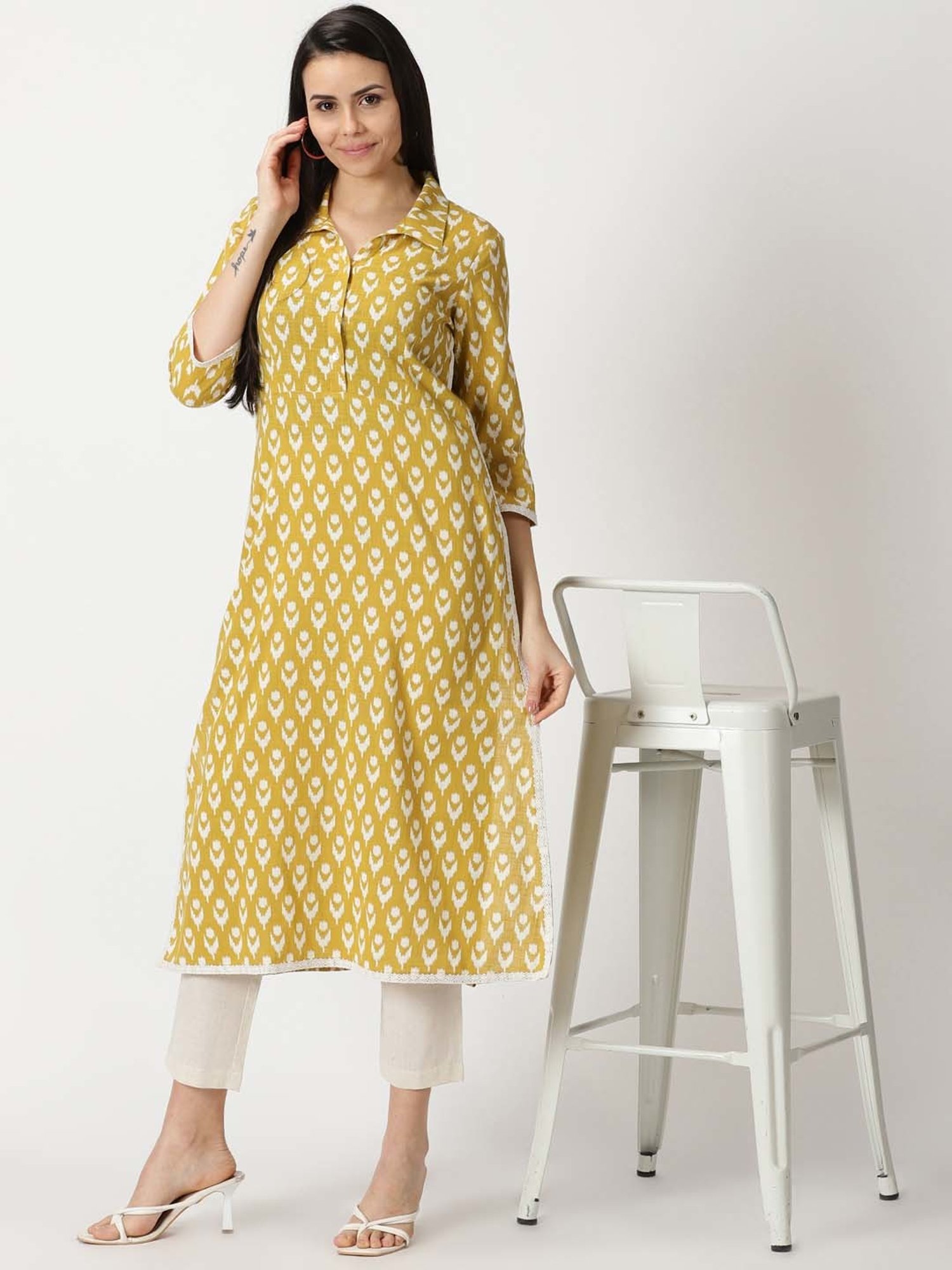 Saffron Threads Beige Pants