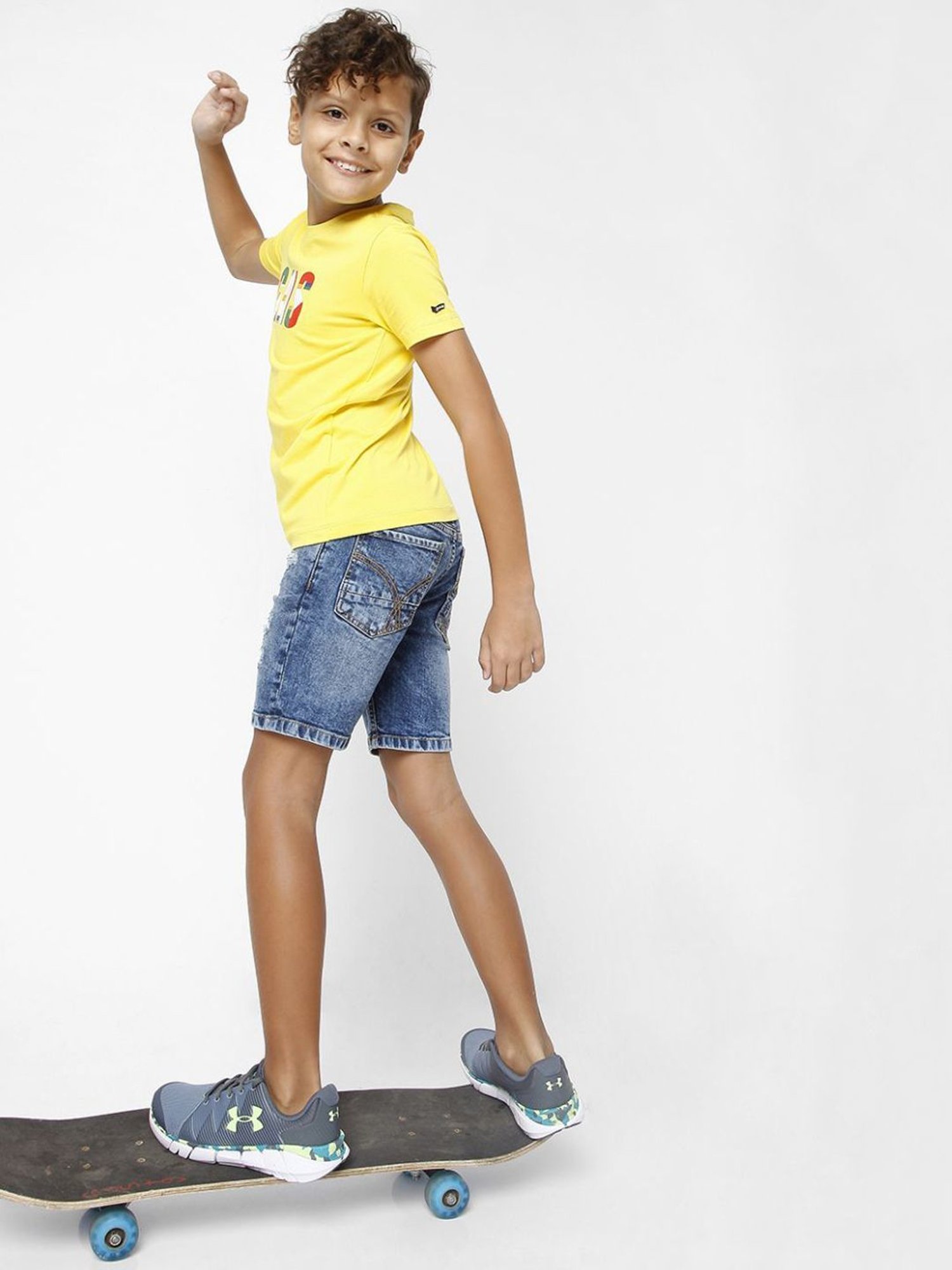 Gas Kids Blue Distressed Shorts