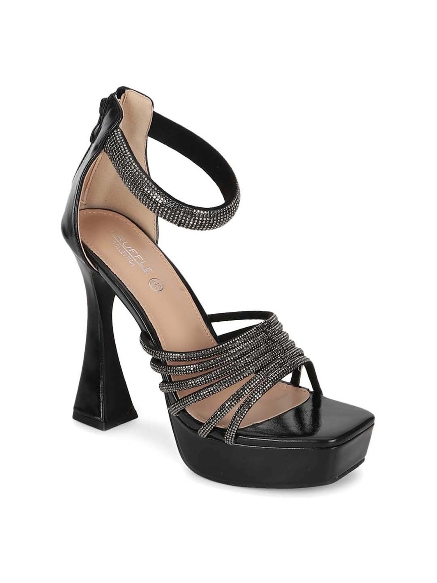 Truffle Collection Women's Black Ankel Strap Sandal