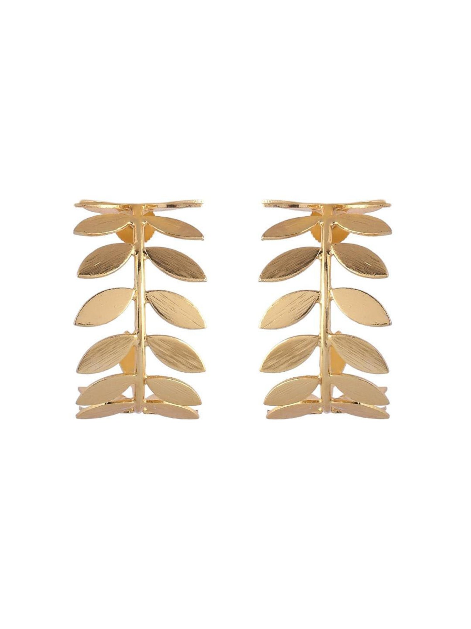 VOJ 1 Gram Gold Plated Leaf Shaped Hoop Earrings for Women