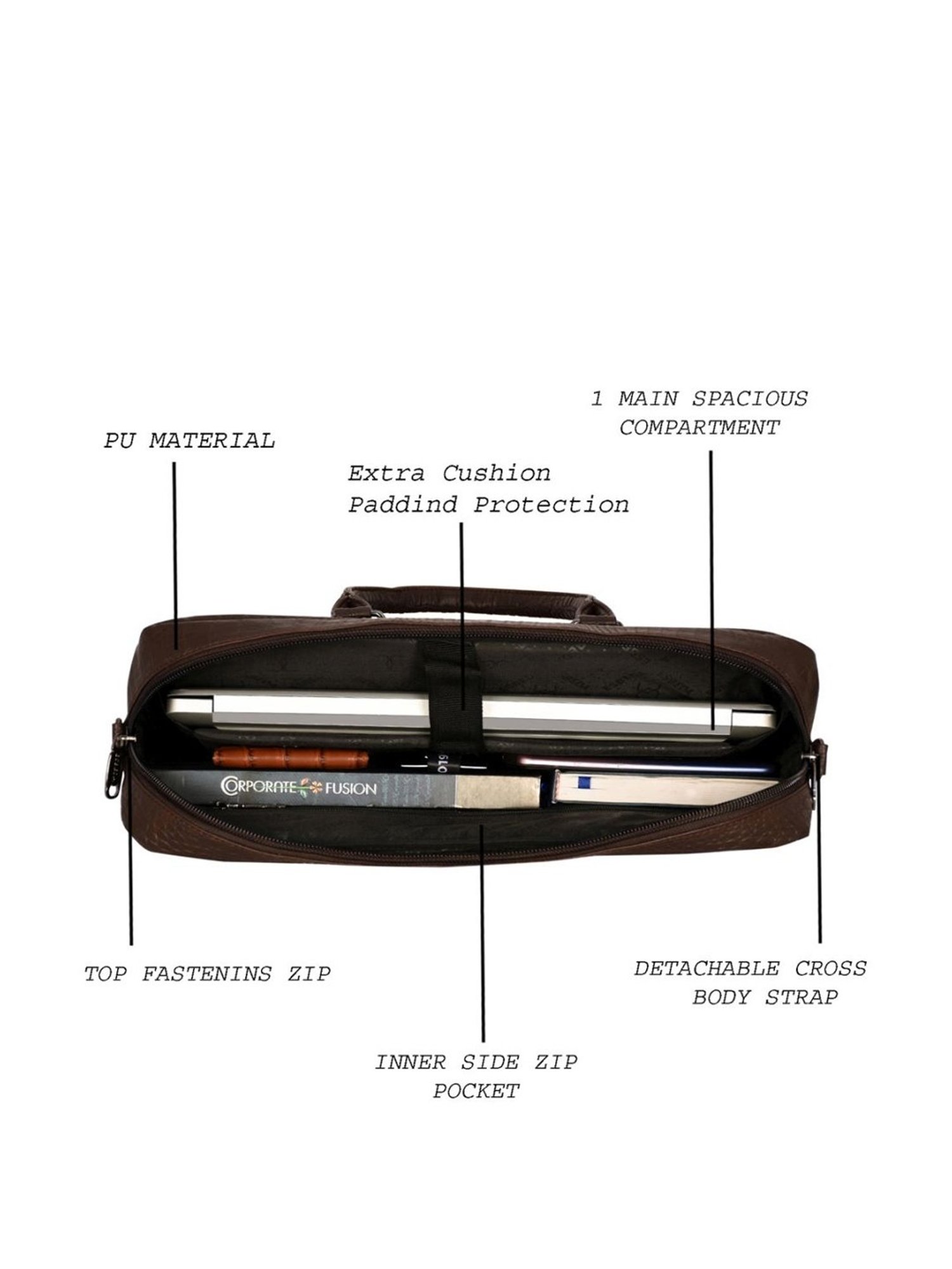 Esbeda Brown Large Laptop Messenger Bag