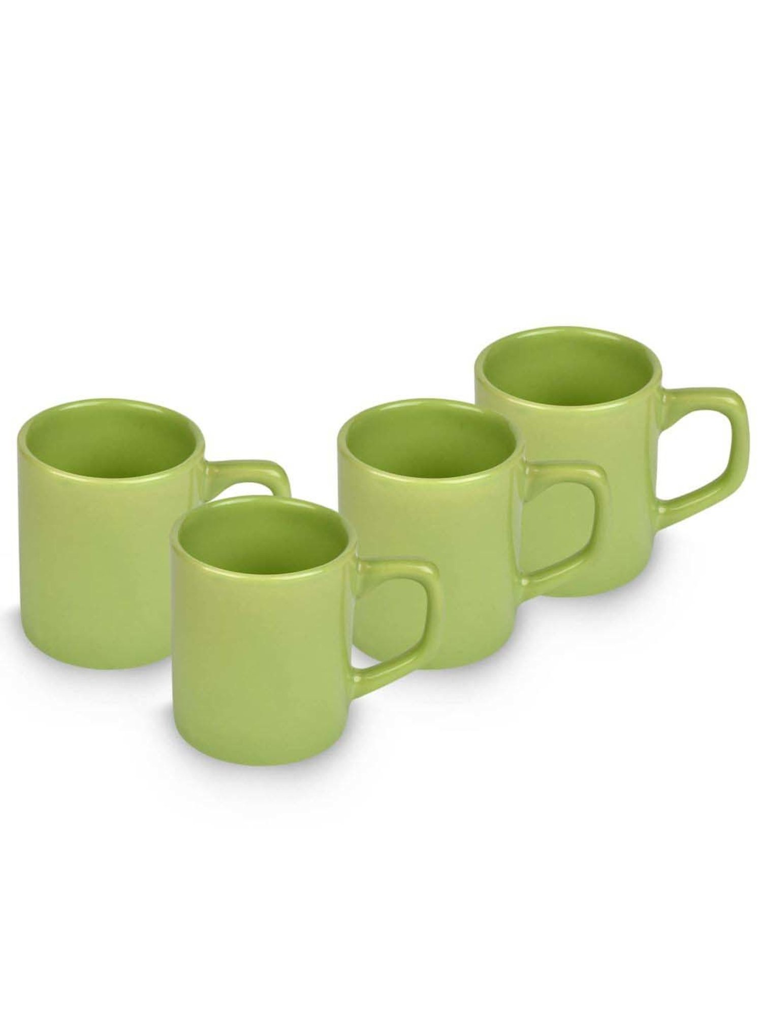 Urban Chef Parrot Green Ceramic Droite Handcrafted Microwave Safe Cup - Set of 4